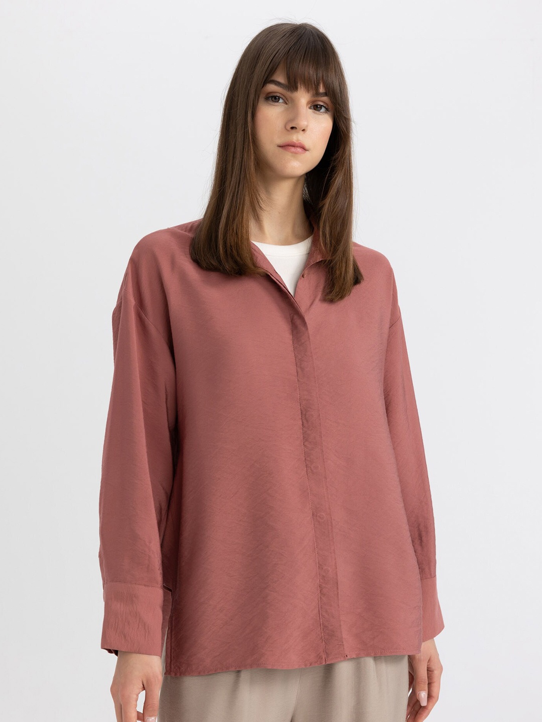 

DeFacto Opaque Casual Shirt, Pink