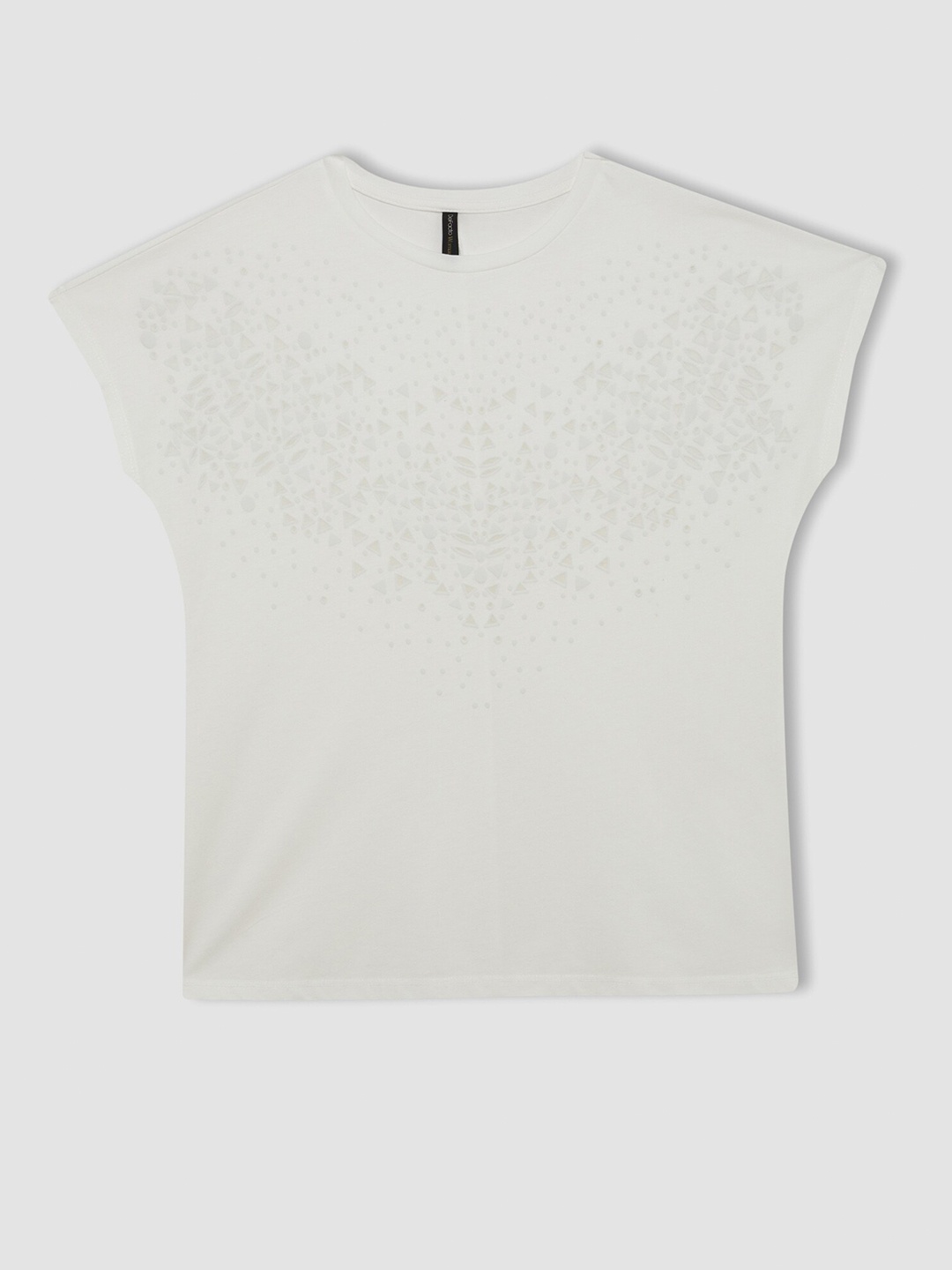 

DeFacto Women Polka Dot Henley Neck Extended Sleeves T-shirt, Na