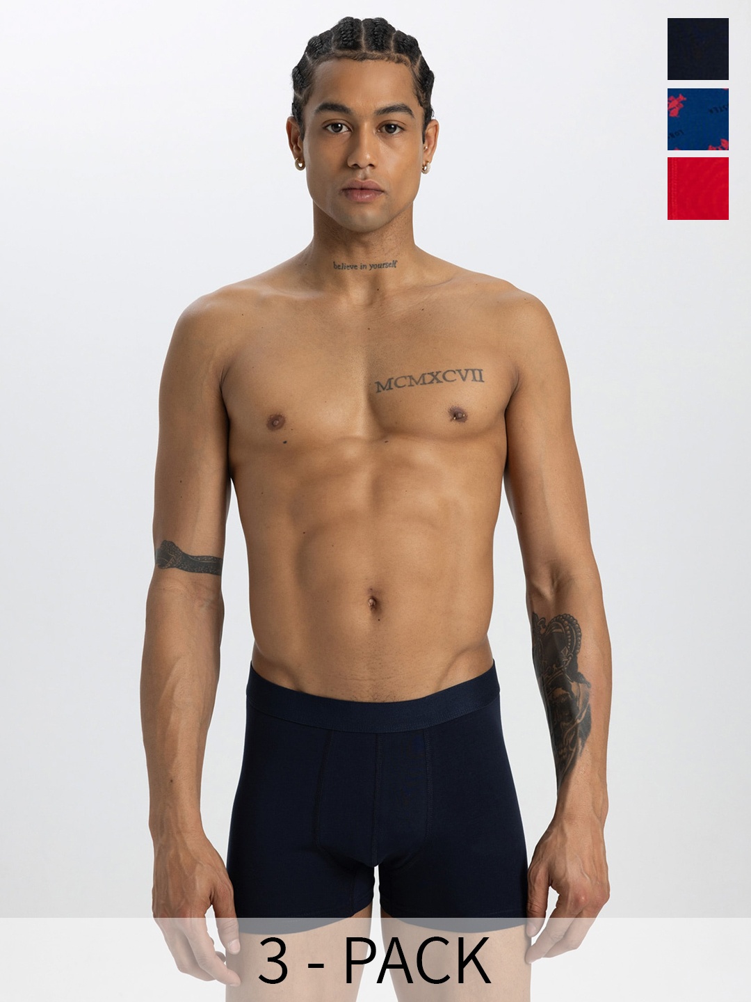 

DeFacto Men Pack Of 3 Cotton Trunks 234544581-NV135, Navy blue