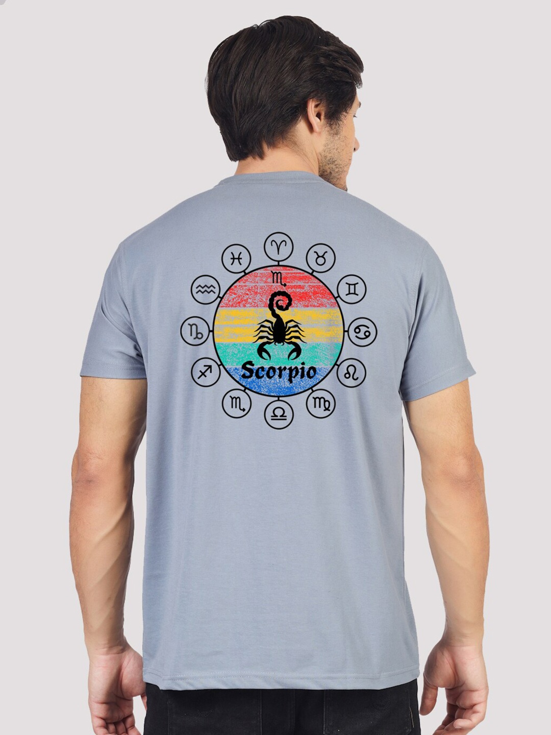 

Greylongg Men Printed Applique T-shirt, Grey