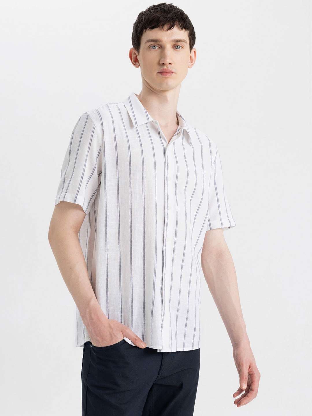 

DeFacto Striped Cotton Casual Shirt, Na