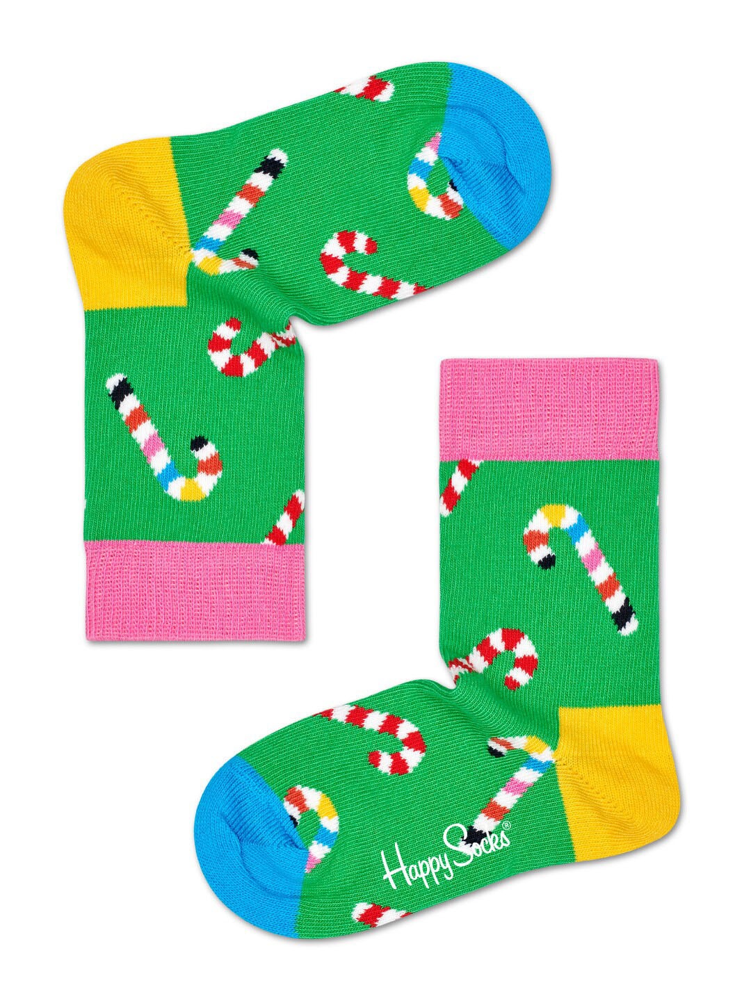 

Happy Socks Kids Candy Cane Patterned Cotton Calf-Length Socks, Green
