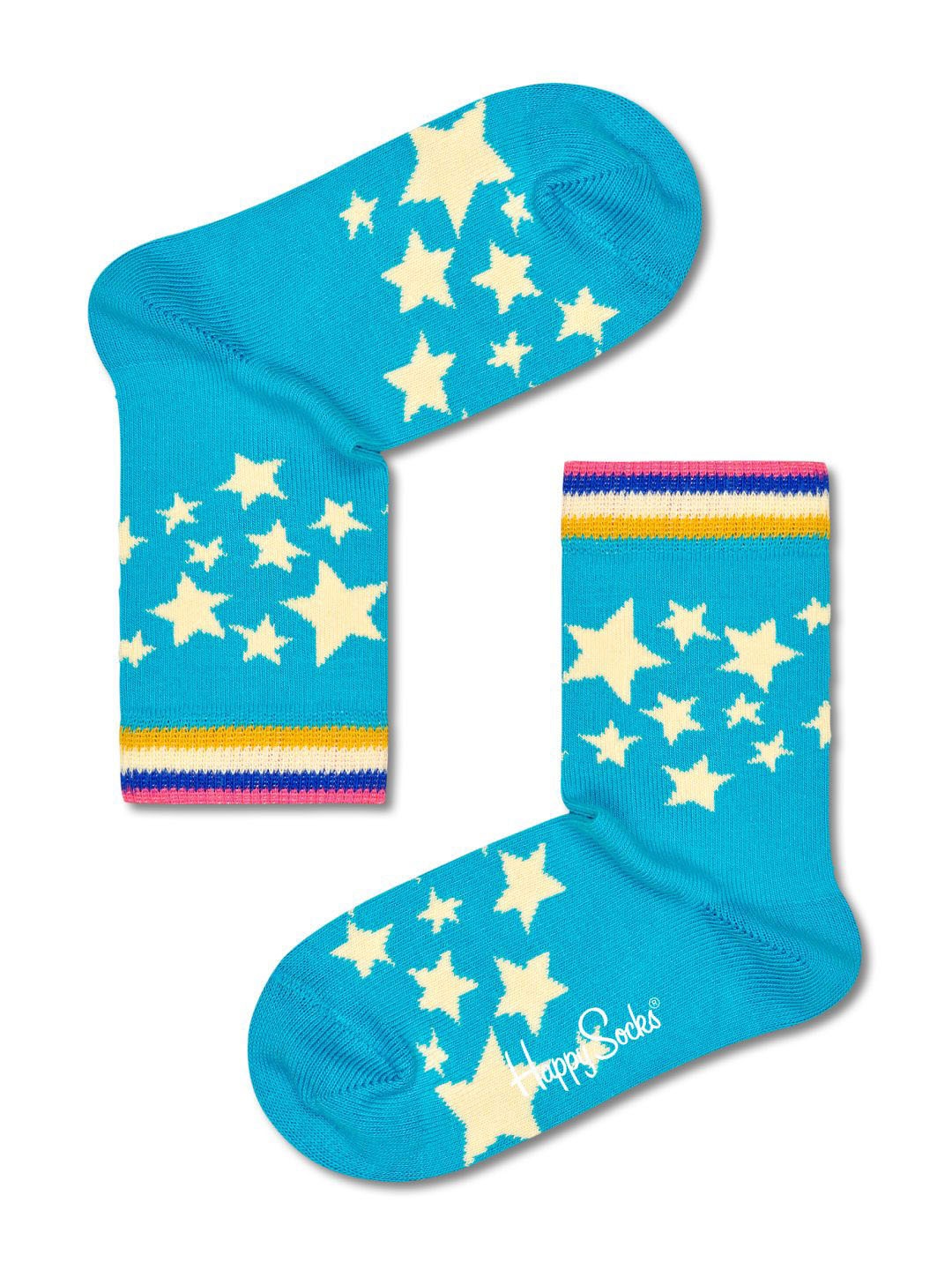 

Happy Socks Kids Star Patterned Cotton Calf-Length Socks, Blue