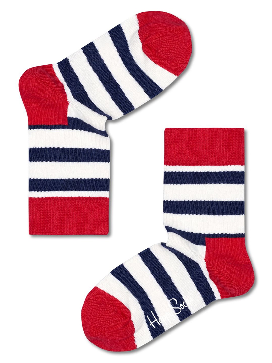 

Happy Socks Kids Striped Cotton Calf Length Socks, Red