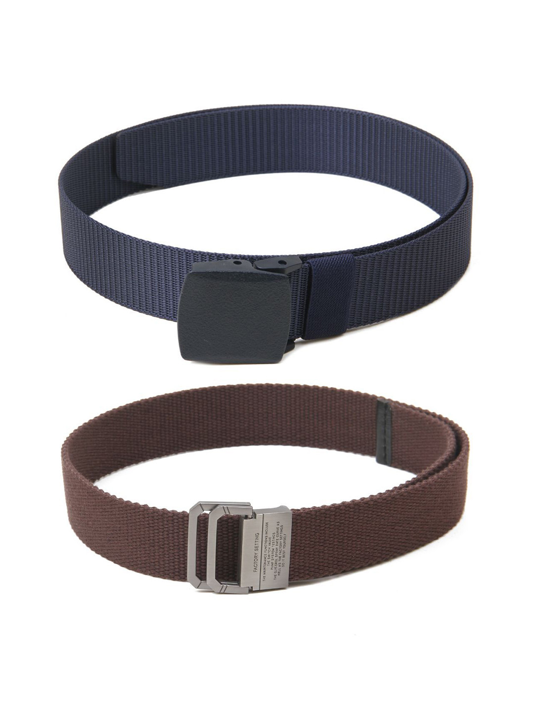 

Calvadoss Men Set Of 2 Textured Canvas Belts, Navy blue
