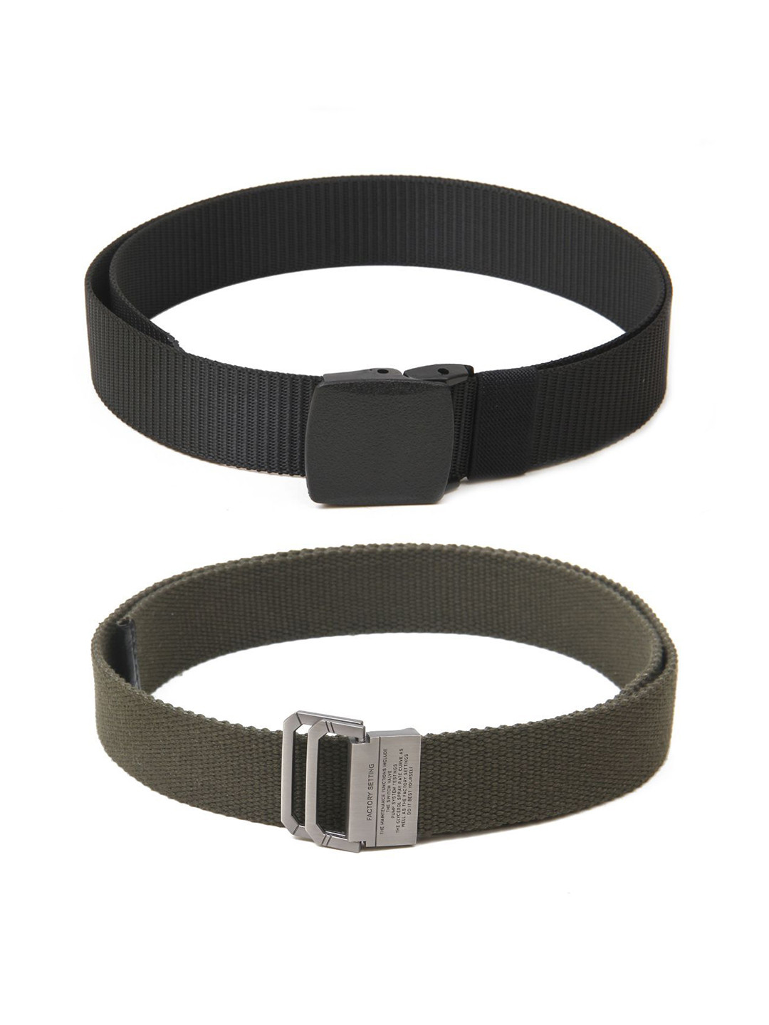 

Calvadoss Men Set Of 2 Textured Belts, Black