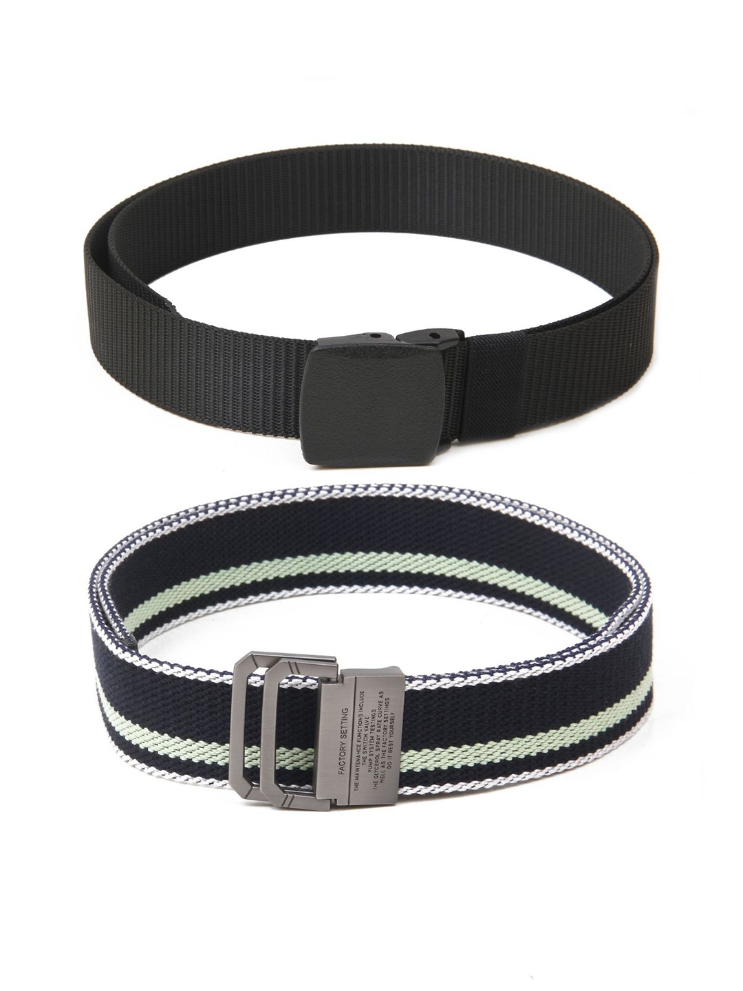 

Calvadoss Men Set of 2 Textured Belts, Black