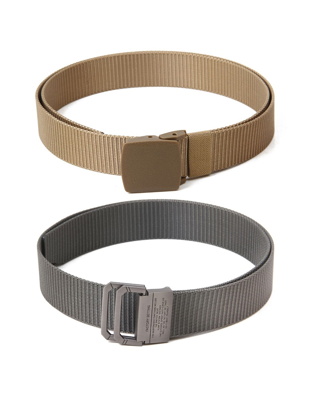 

Calvadoss Men Set Of 2 Textured Canvas Belts, Beige