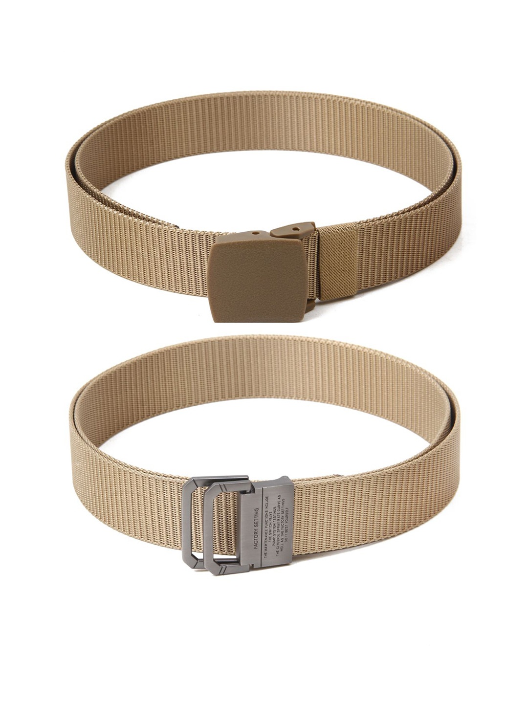 

Calvadoss Men Set Of 2 Textured Canvas Belts, Beige