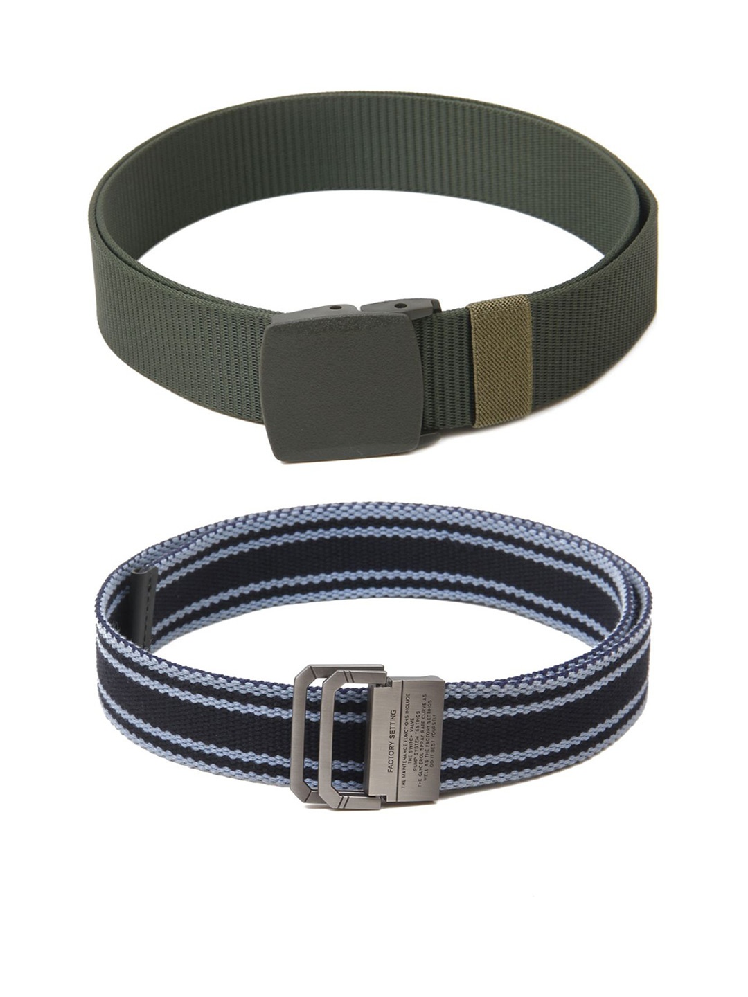 

Calvadoss Men Set of 2 Textured Belts, Green