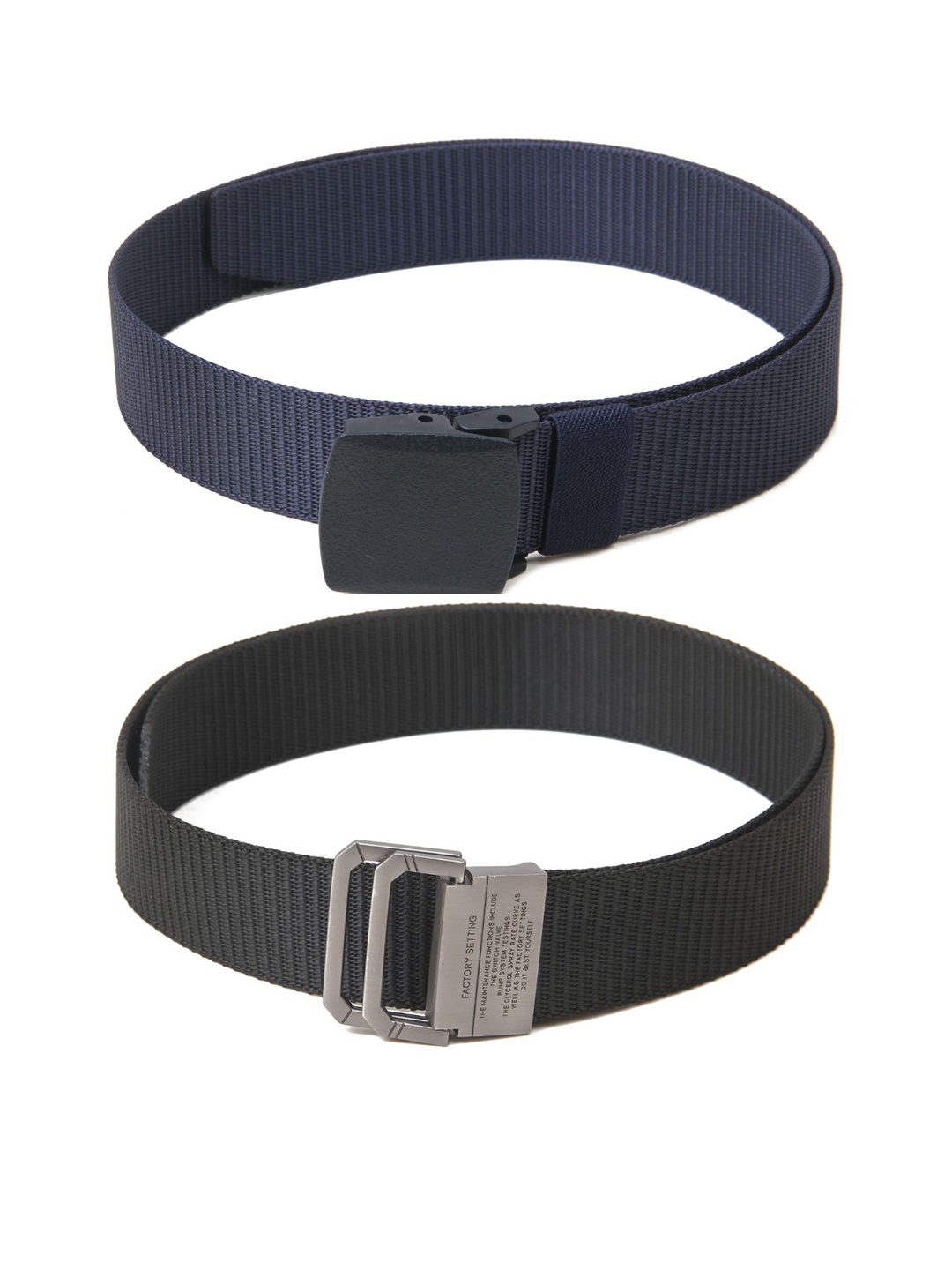 

Calvadoss Men Set of 2 Textured Belts, Navy blue