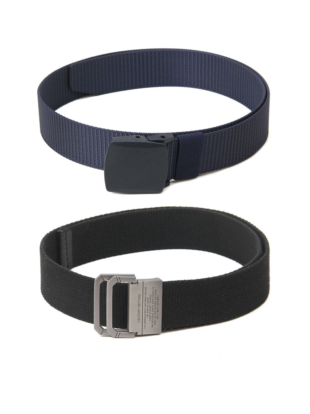 

Calvadoss Men Set of 2 Textured Belts, Navy blue