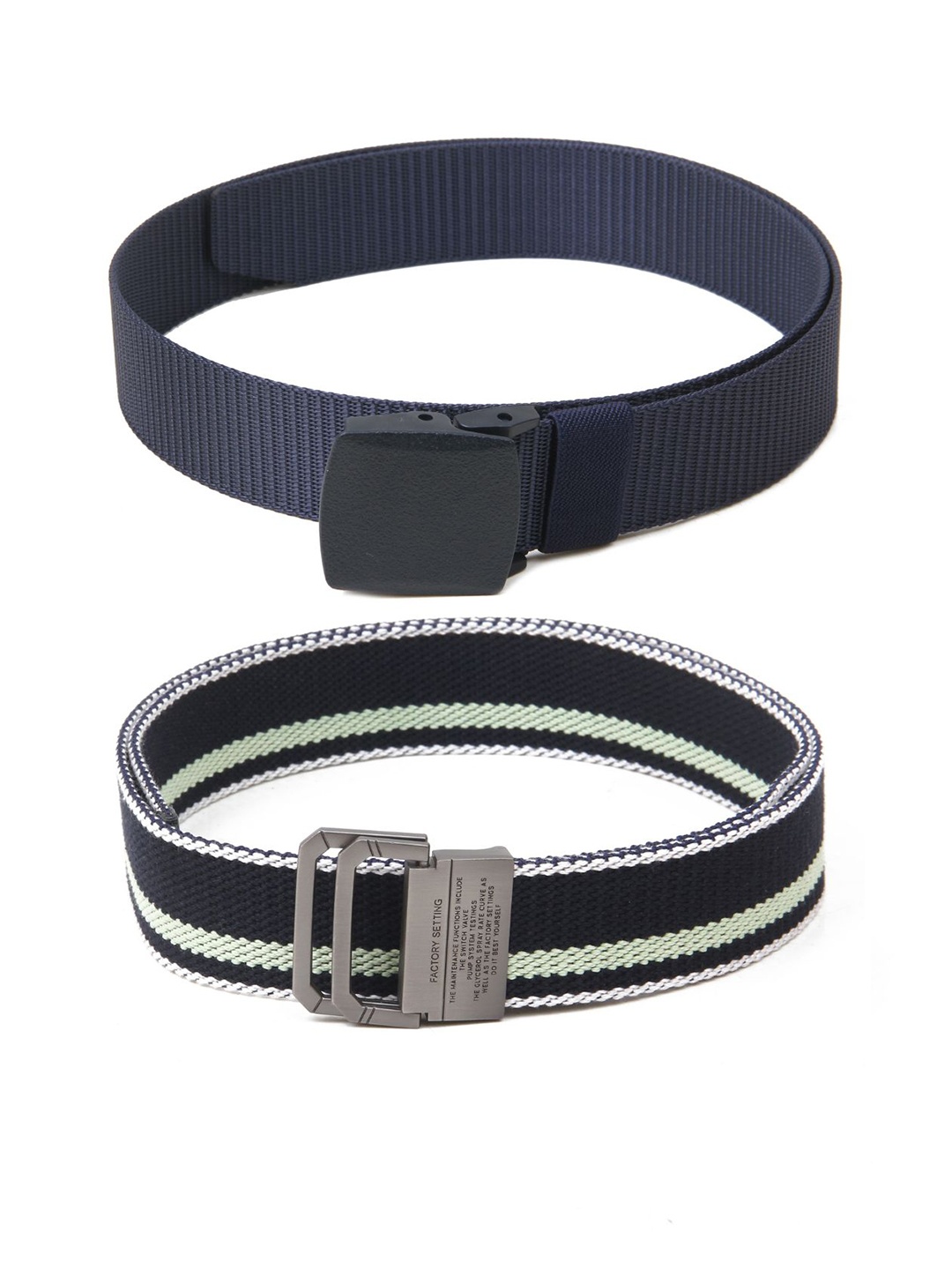 

Calvadoss Men Set of 2 Textured Belts, Navy blue