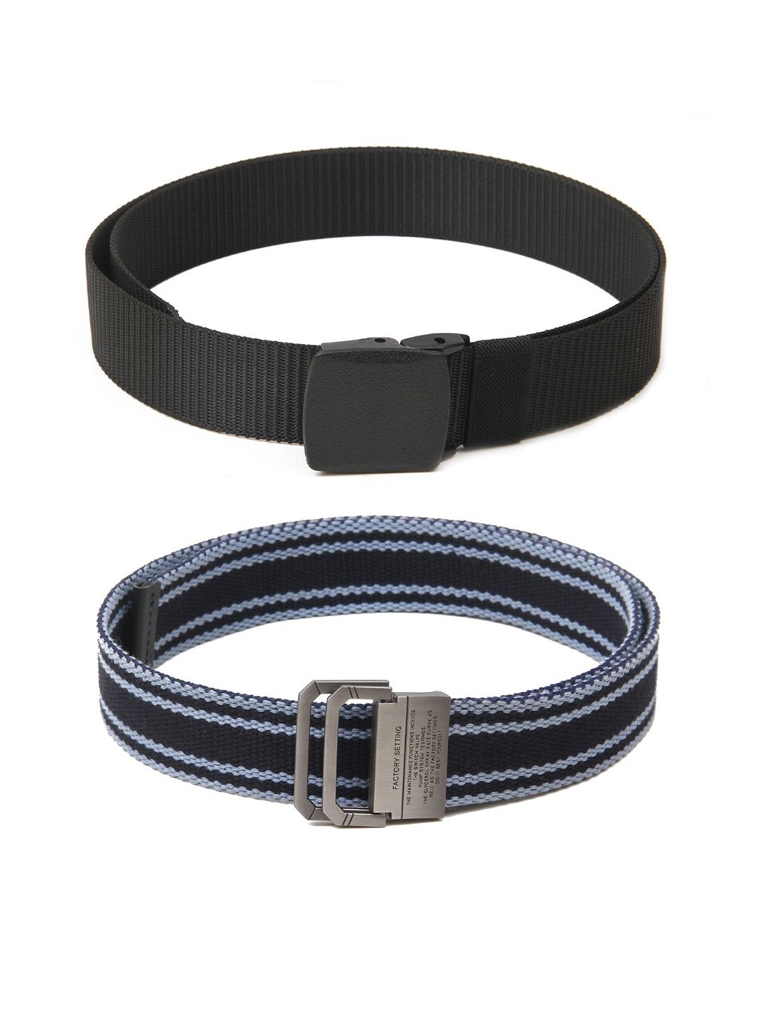 

Calvadoss Men Set Of 2 Textured Canvas Belts, Black