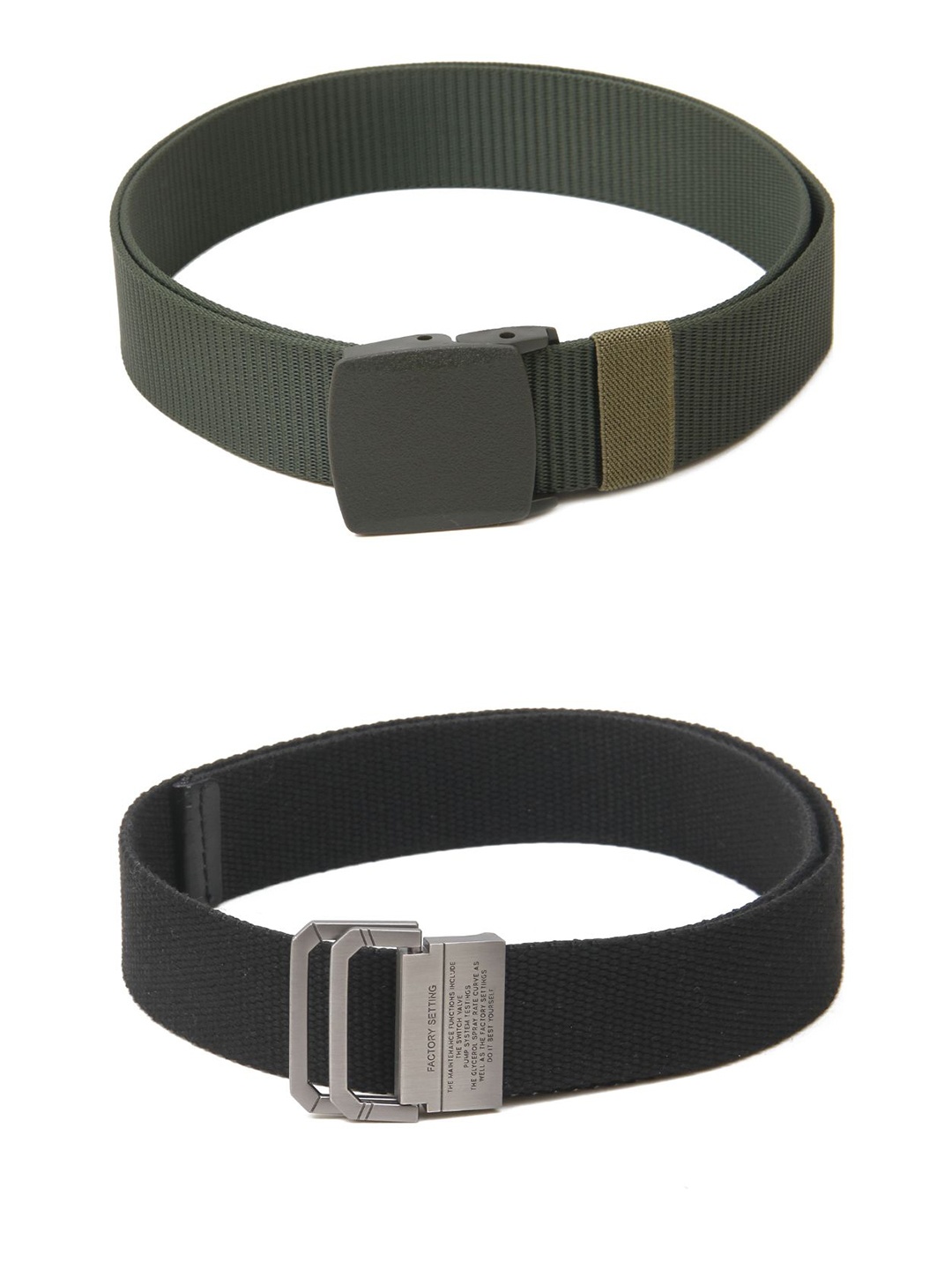 

Calvadoss Men Set of 2 Textured Belts, Green