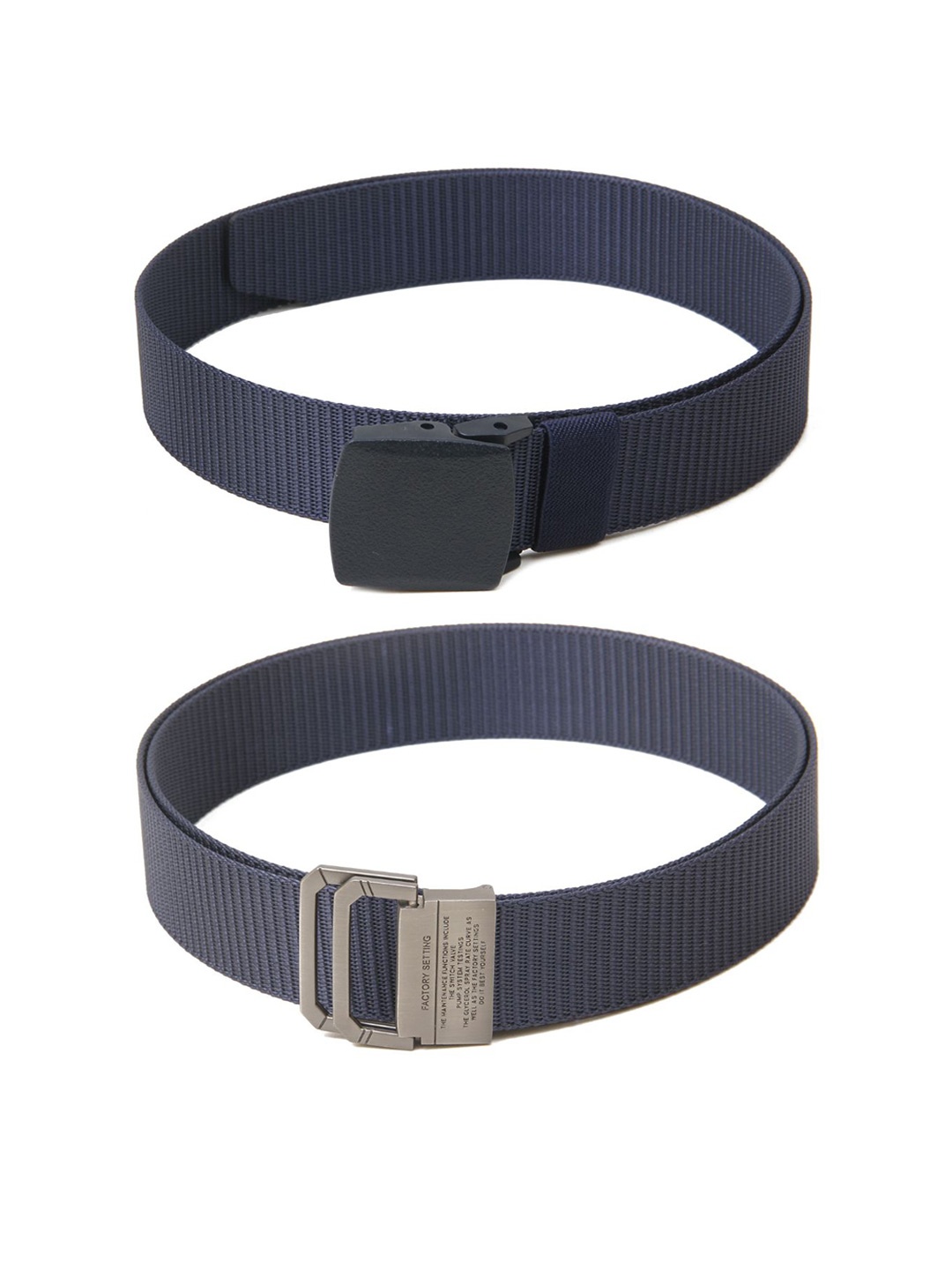 

Calvadoss Men Set Of 2 Textured Belts, Navy blue