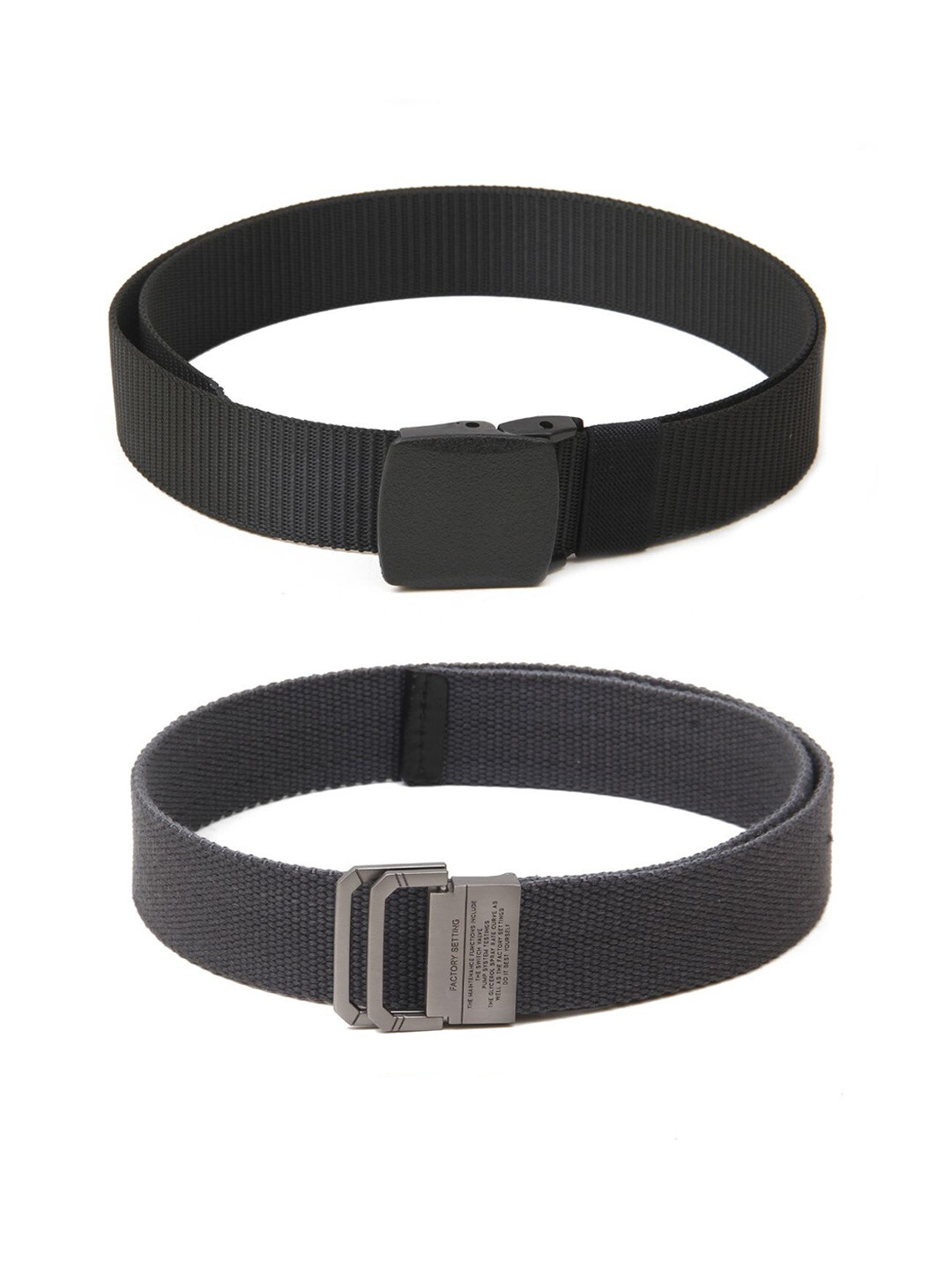 

Calvadoss Men Set Of 2 Textured Belts, Black