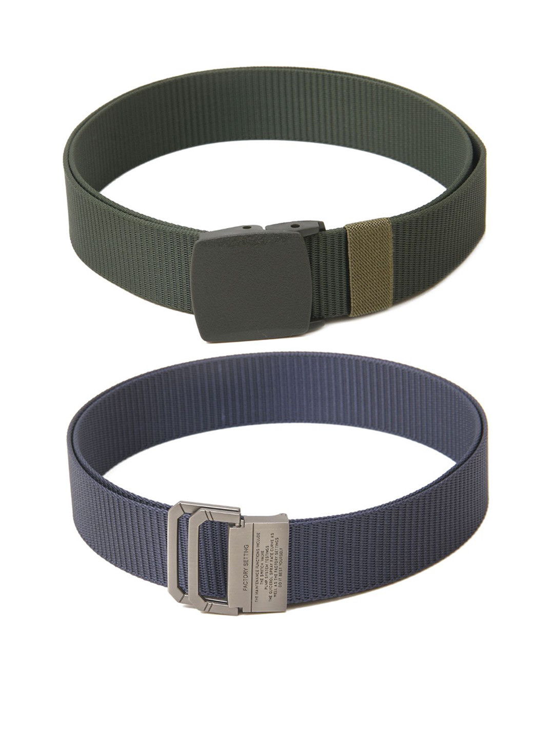 

Calvadoss Men Set Of 2 Textured Belts, Green