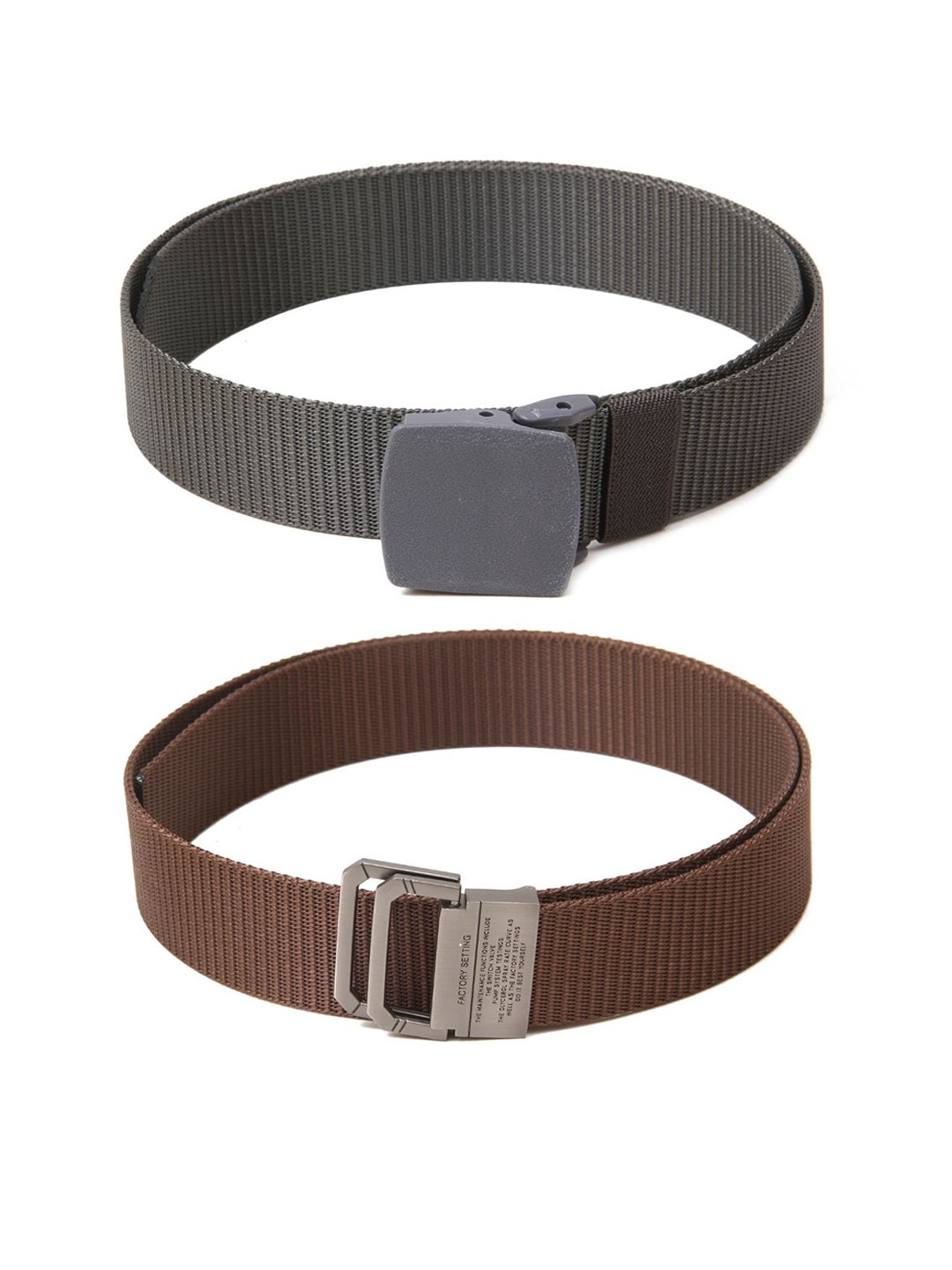 

Calvadoss Men Set Of 2 Textured Canvas Belts, Grey