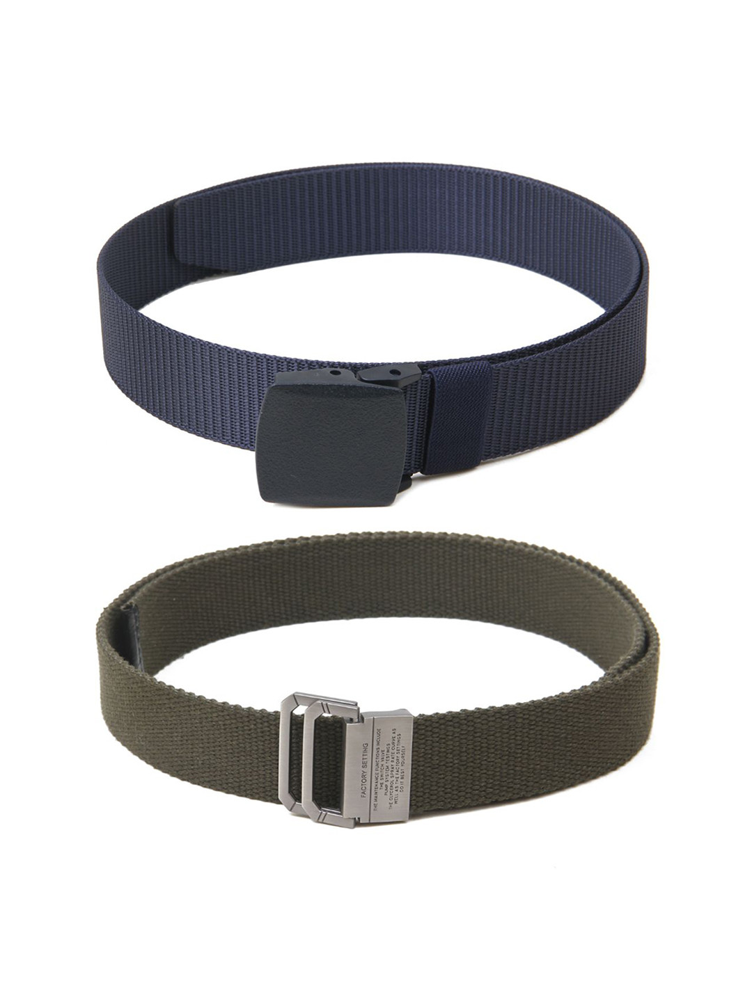 

Calvadoss Men Set of 2 Textured Belts, Navy blue