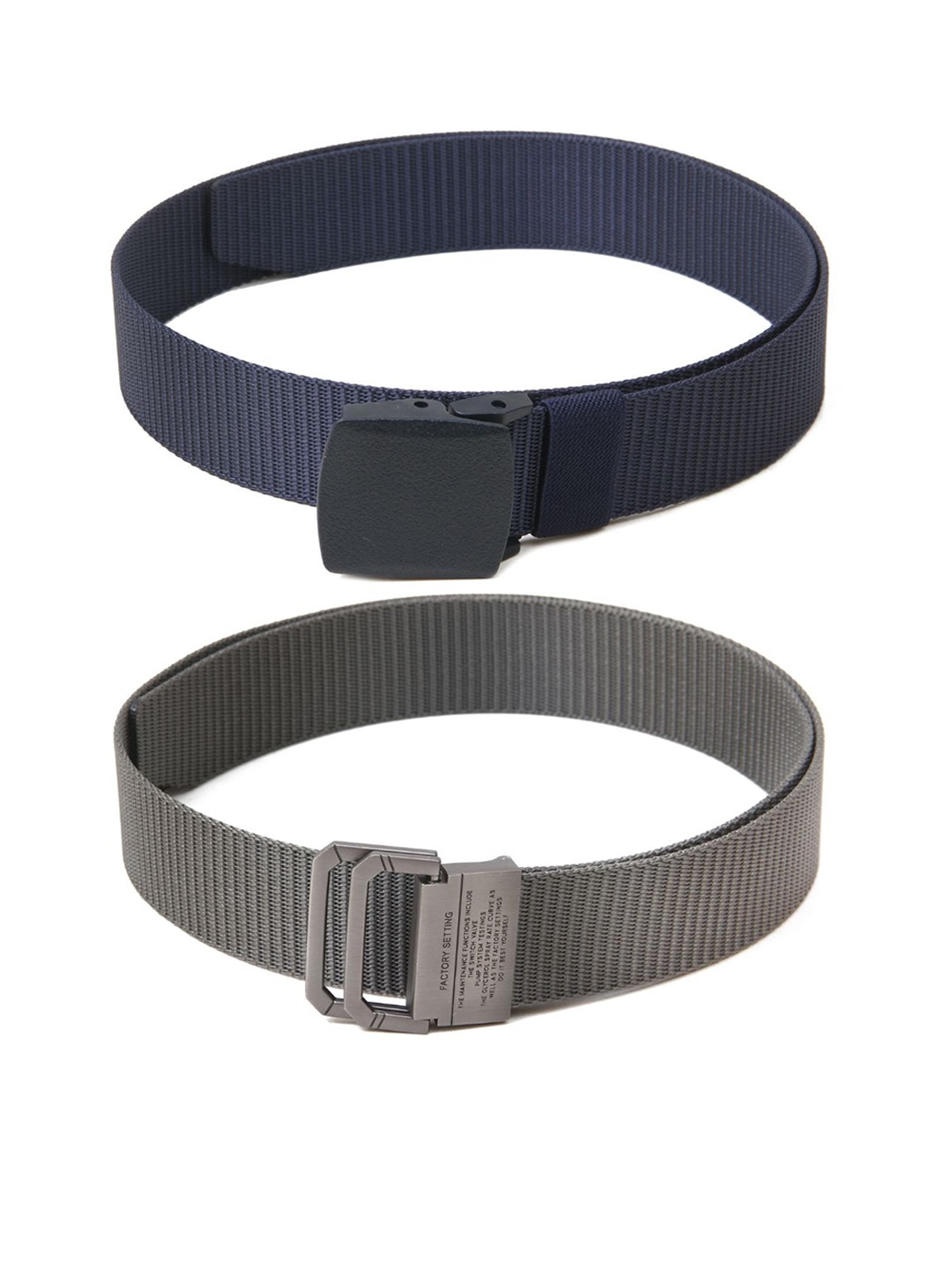 

Calvadoss Men Set of 2 Textured Belts, Navy blue