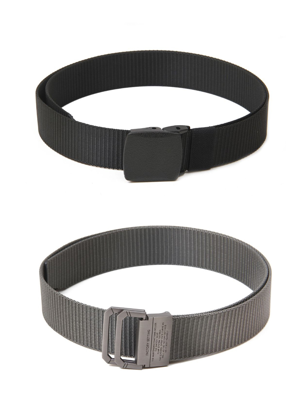 

Calvadoss Men Set Of 2 Textured Belts, Black