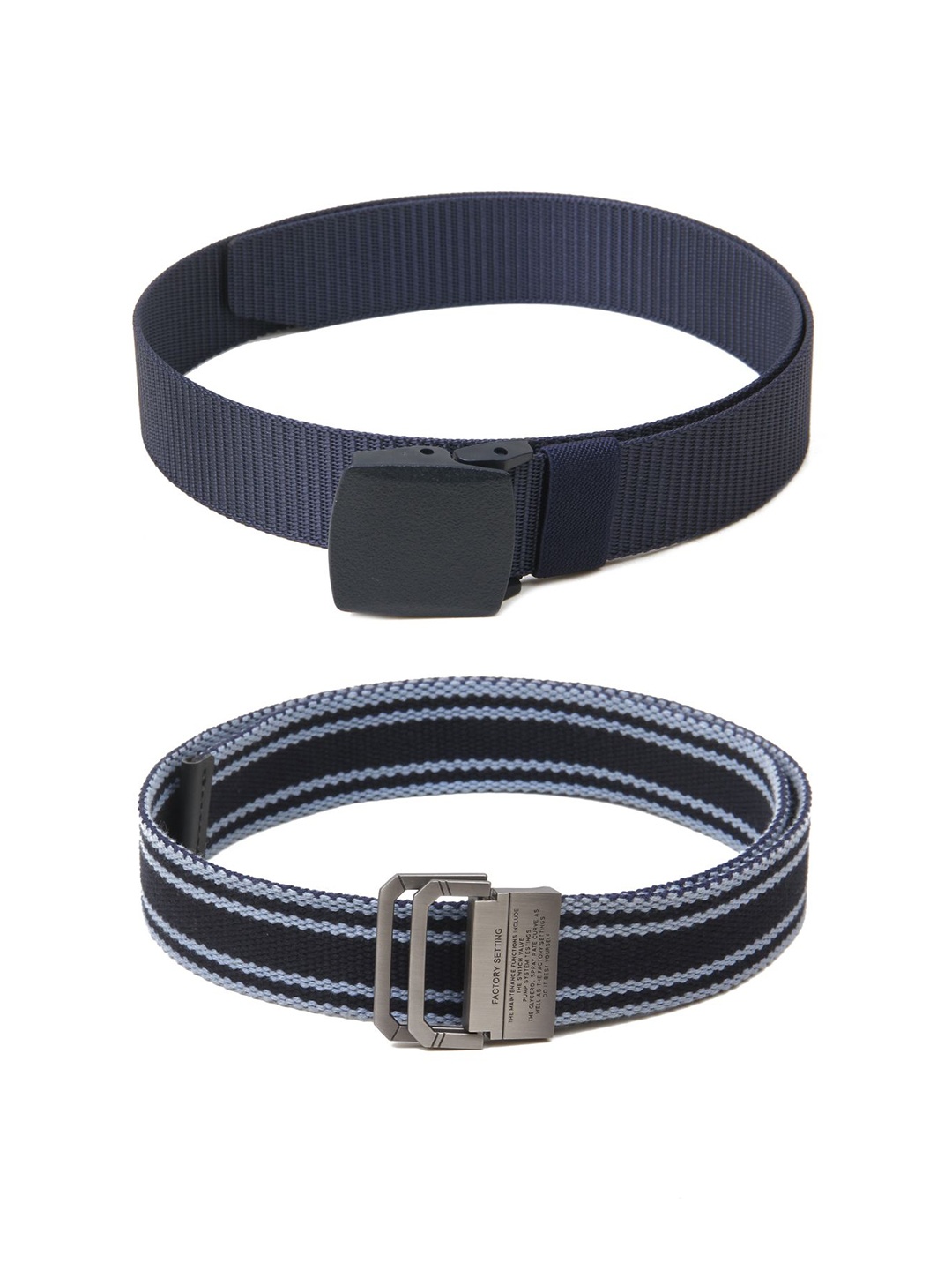 

Calvadoss Men Set of 2 Textured Belts, Navy blue