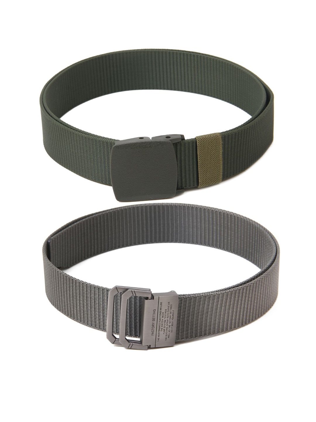 

Calvadoss Men Set Of 2 Textured Wide Belts, Green