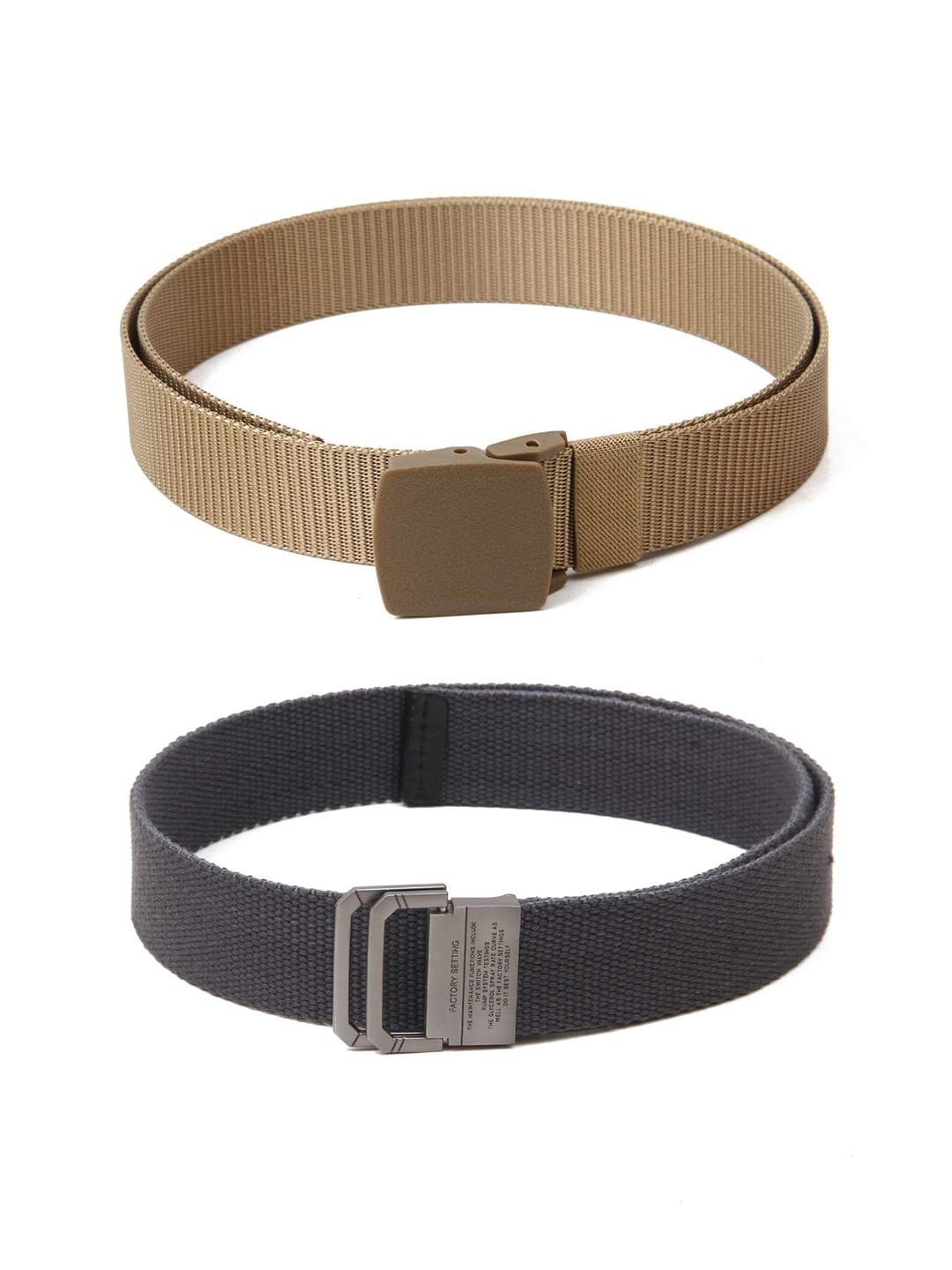 

Calvadoss Men Set Of 2 Textured Canvas Belts, Beige