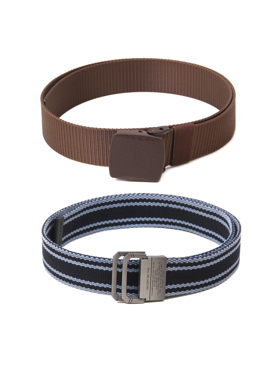 

Calvadoss Men Set Of 2 Textured Canvas Belts, Brown