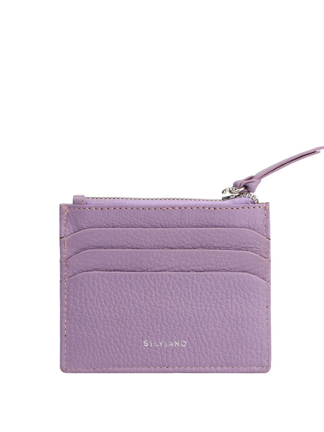 

SILVIANO Unisex Textured Leather Card Holder, Lavender