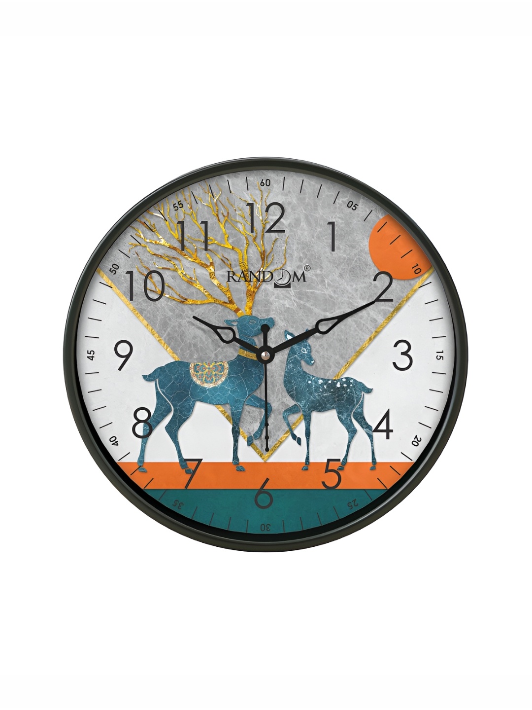 

RANDOM Black & Teal Blue Printed Analogue Contemporary Wall Clock