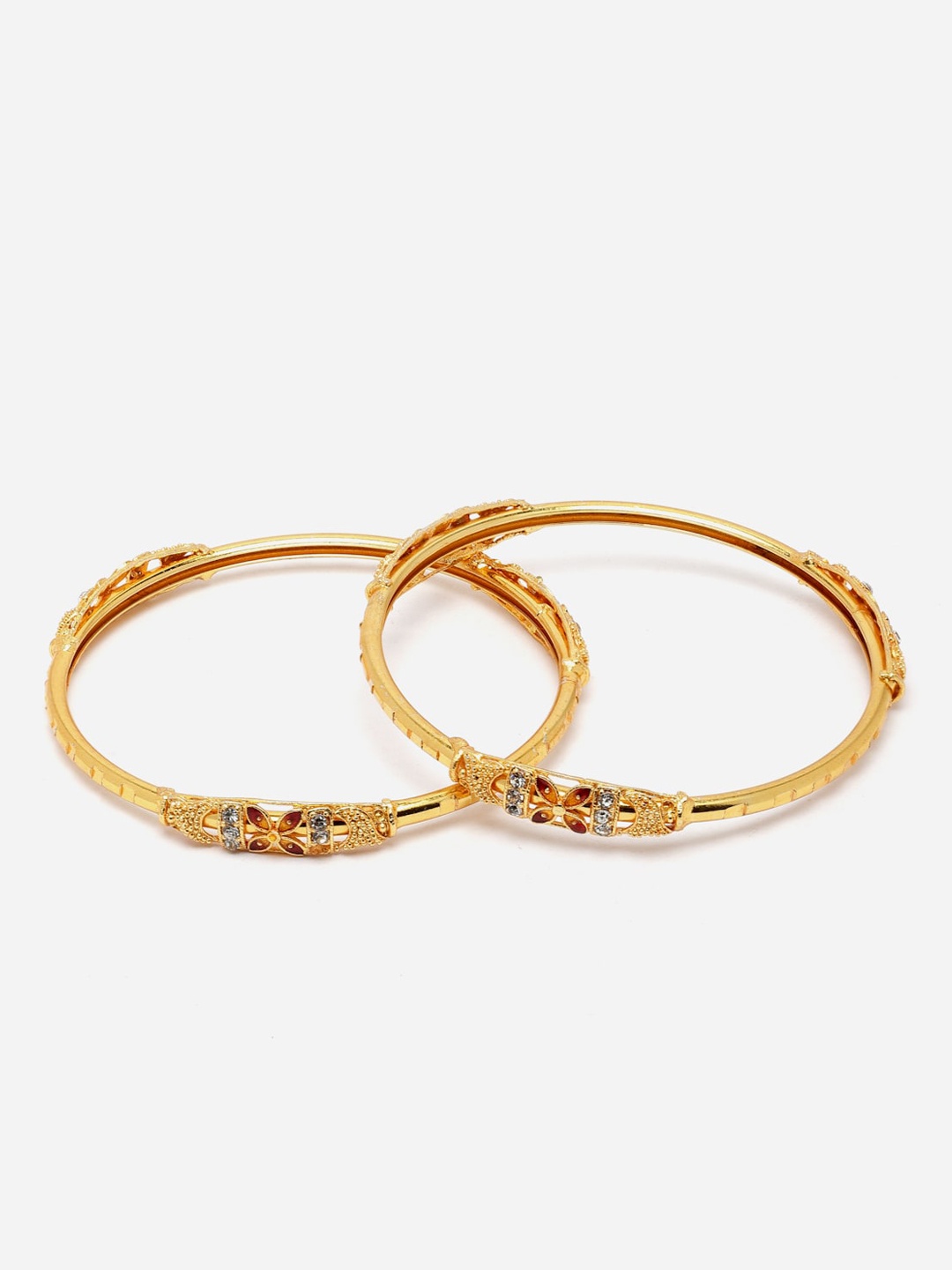 

Anouk White Set Of 2 Gold-Plated CZ-Studded Bangles