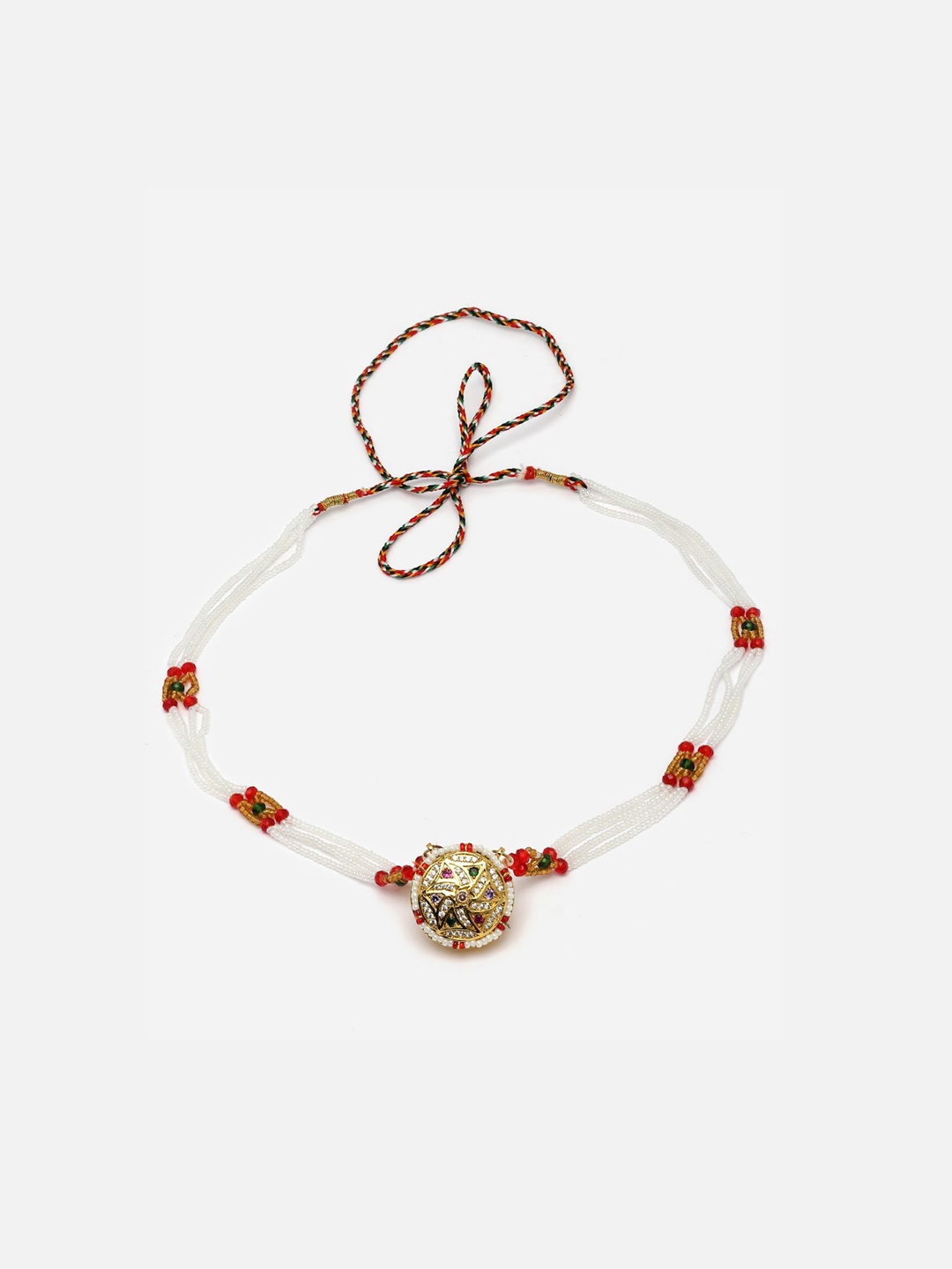 

Anouk Red Gold-Plated Stone Studded & Beaded Matha Patti Head Jewellery