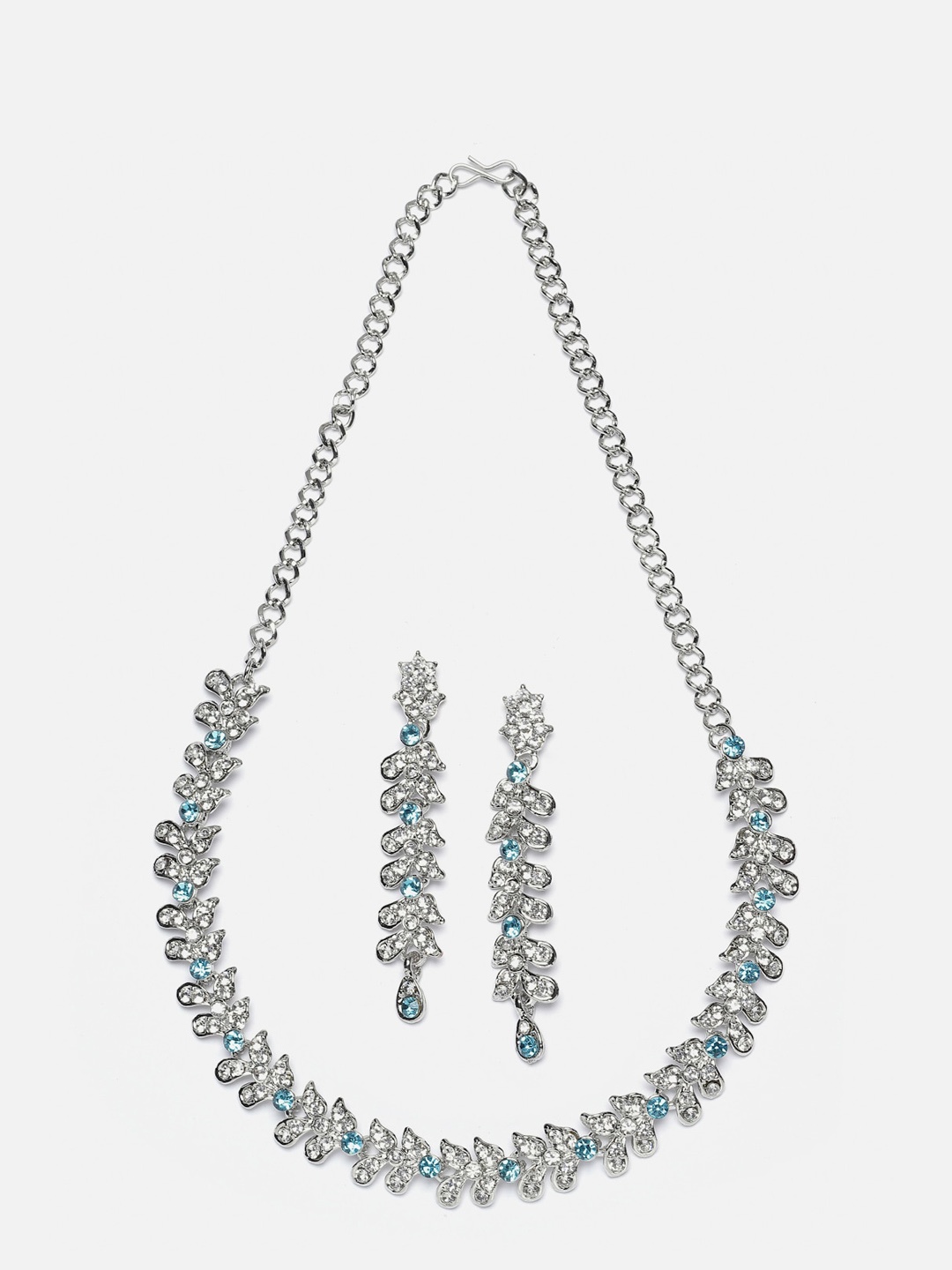 

Anouk Blue Silver-Plated CZ Studded Necklace & Earrings