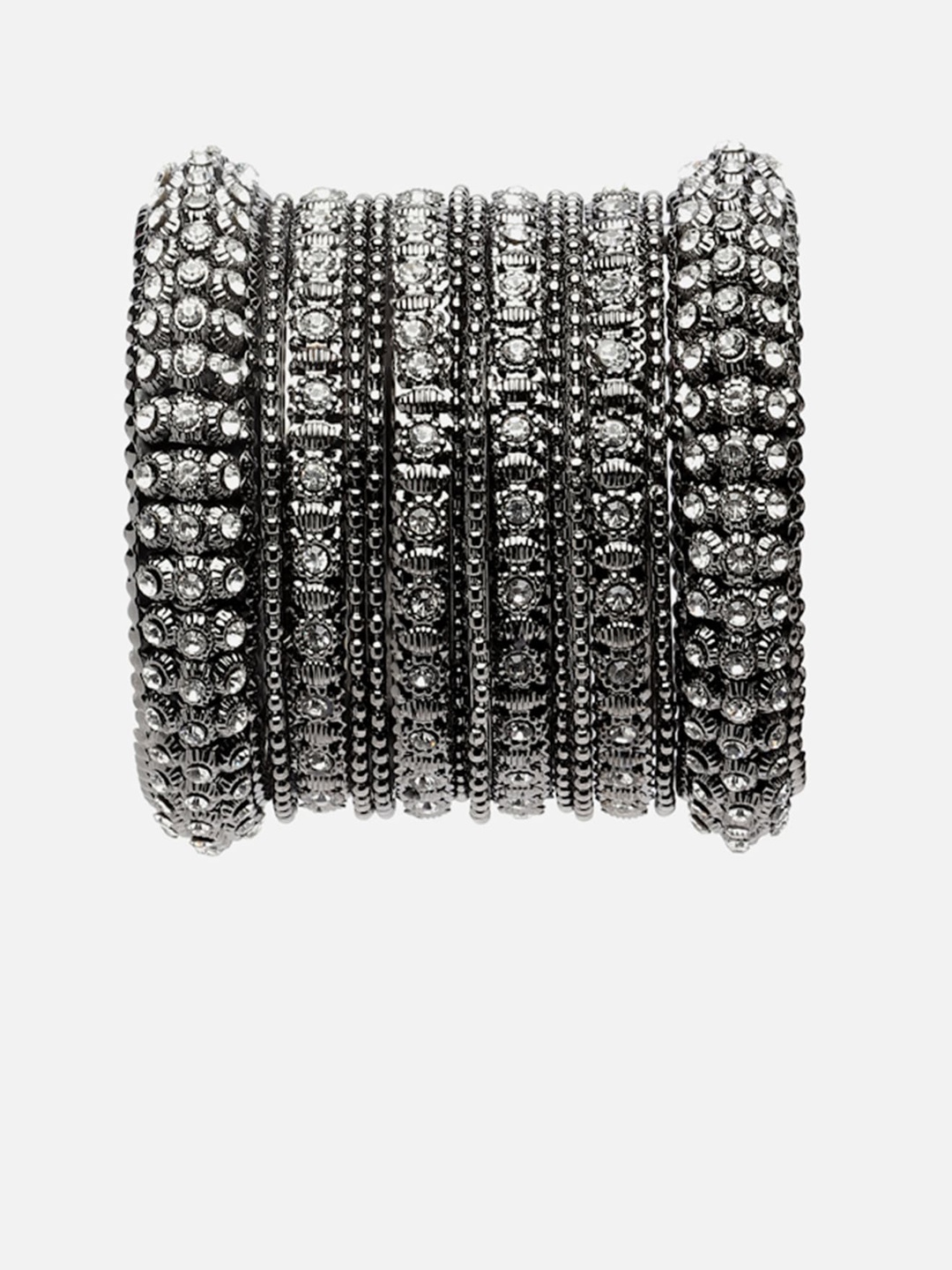 

Anouk Set Of 14 Sliver-Plated Stone-Studded Bangles, Silver