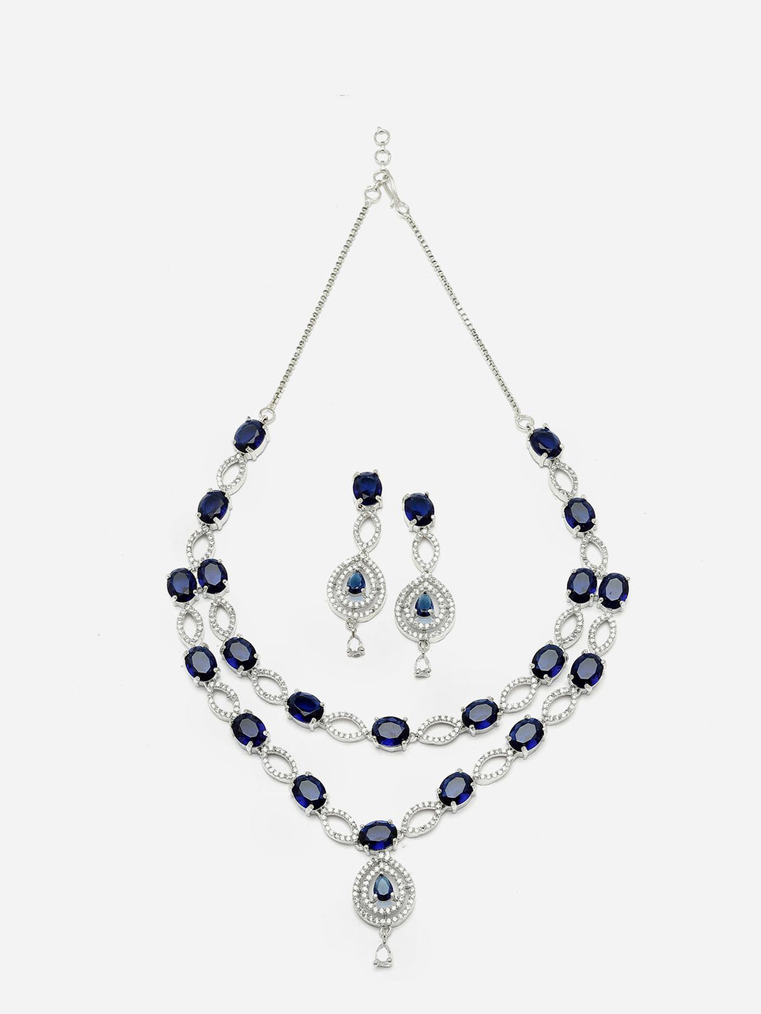 

Anouk Rhodium-Plated AD Studded Necklace & Earrings, Silver