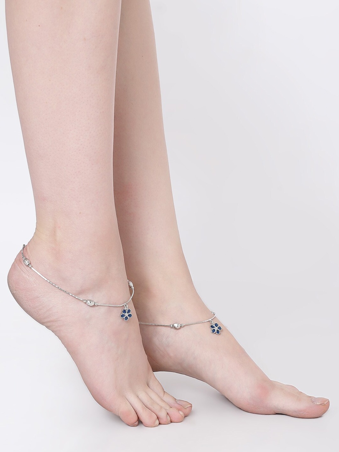 

Anouk Silver-Plated Stone Studded Anklets