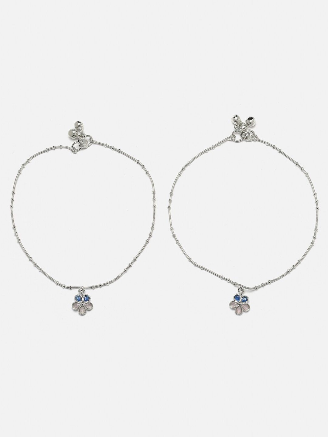 

Anouk Pink Silver-Plated Stone Studded Anklets