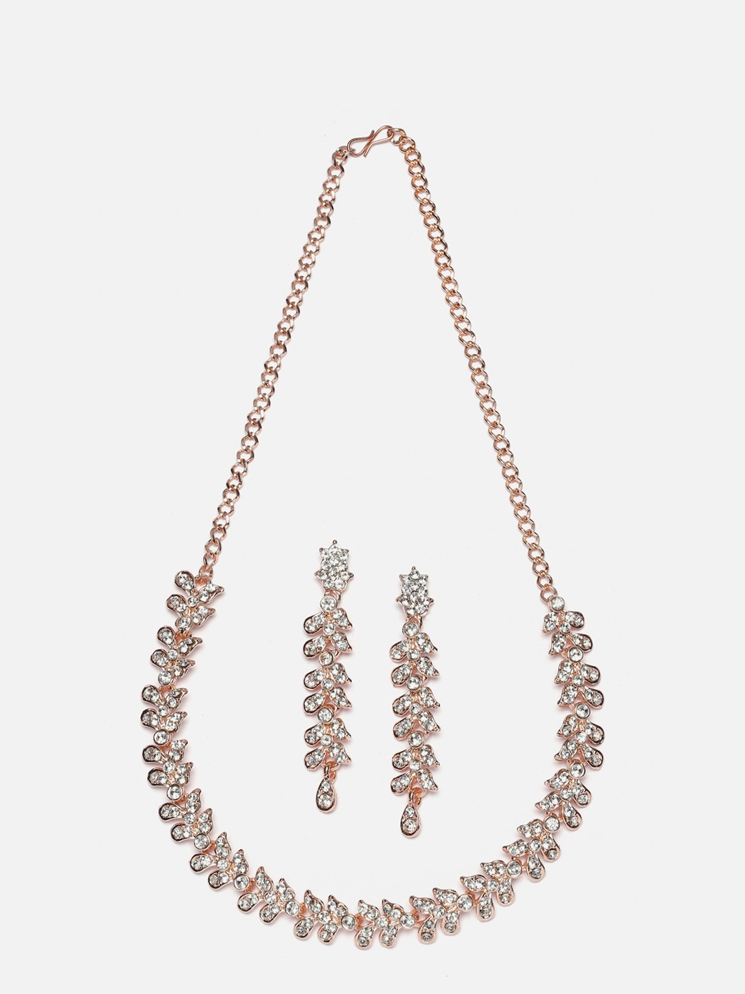 

Anouk White Rose Gold-Plated CZ-Studded Necklace & Earrings