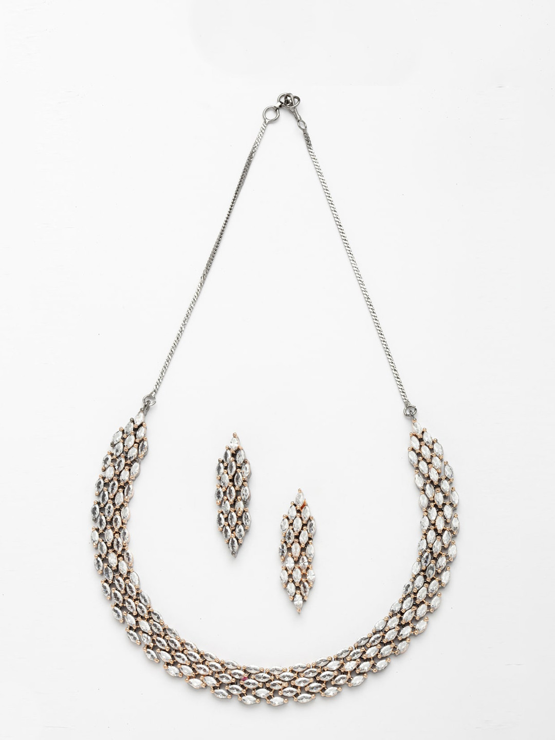 

Anouk White Rose Gold-Plated AD-Studded Necklace & Earrings