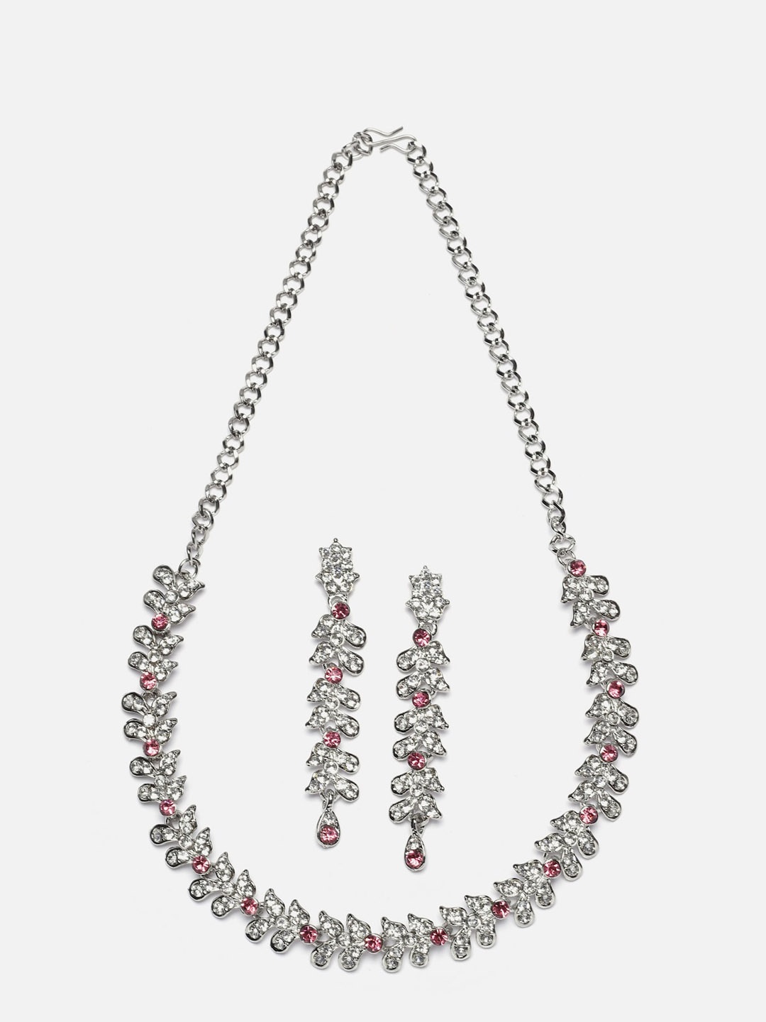 

Anouk White Silver-Plated CZ-Studded Necklace & Earrings