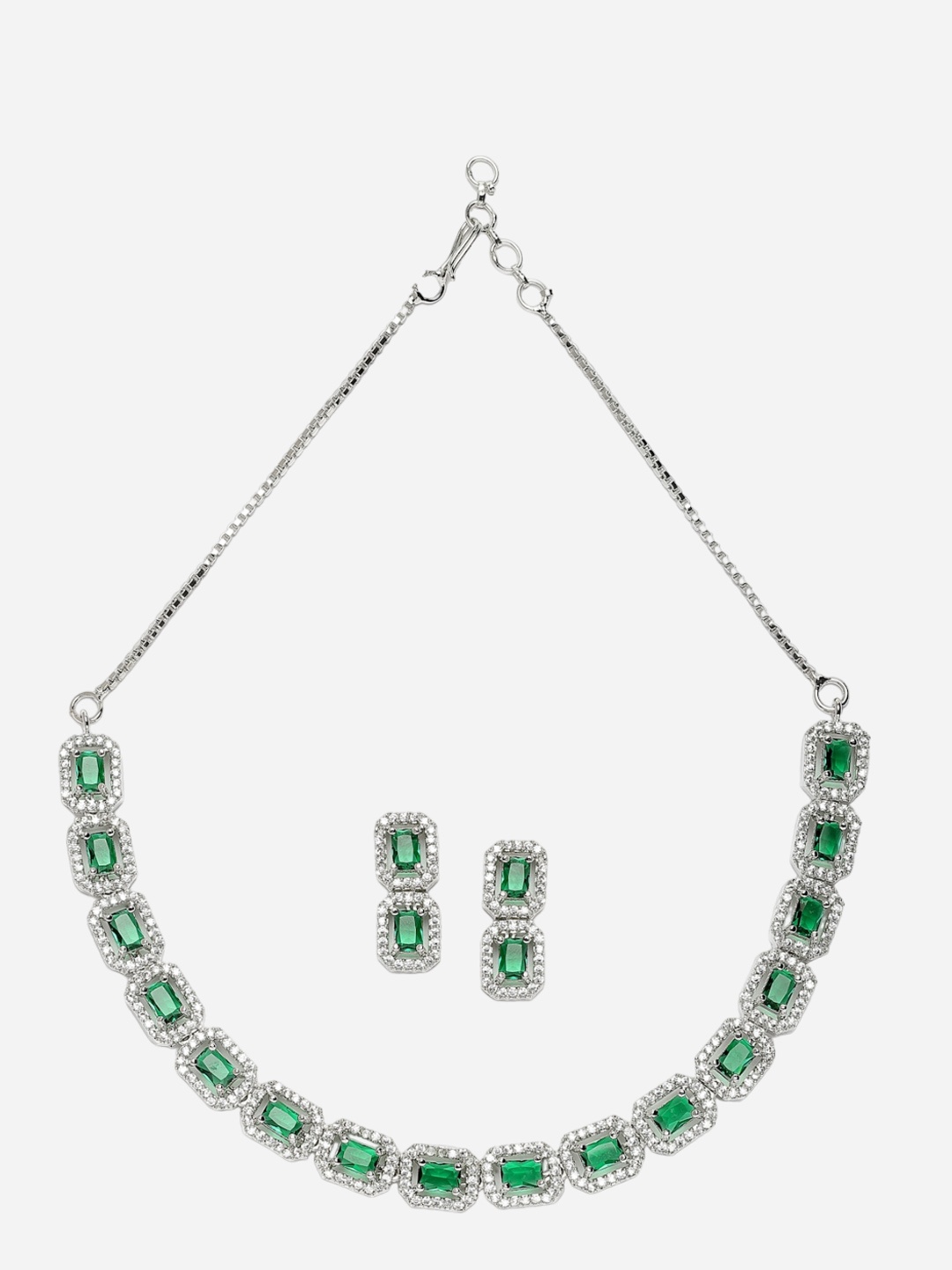 

Anouk Silver-Toned Rhodium-Plated American Diamond-Studded Jewellery Set