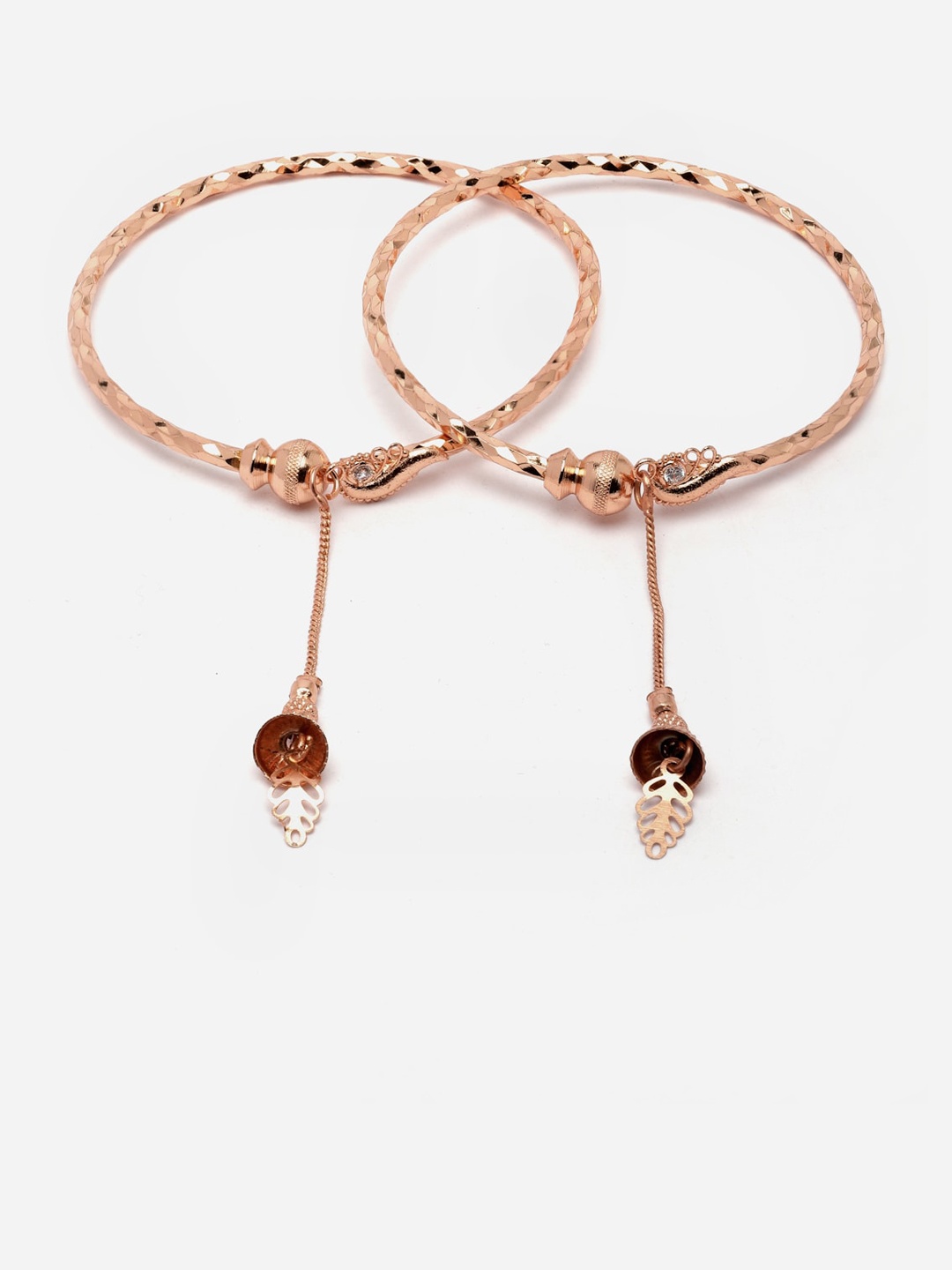 

Anouk White Alloy Set Of 2 Rose Gold-Plated CZ-Studded Bangles