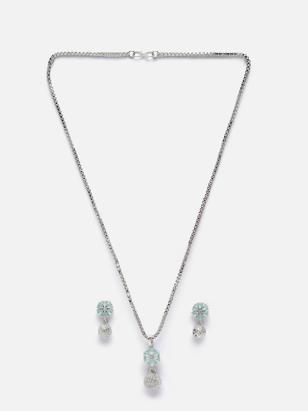 

Anouk Silver-Toned Rhodium-Plated American Diamond-Studded Jewellery Set