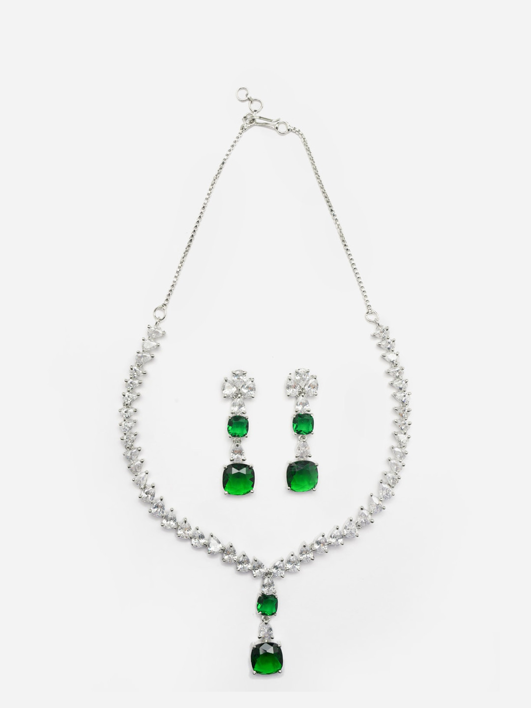 

Anouk Silver-Toned Rhodium-Plated American Diamond-Studded Jewellery Set