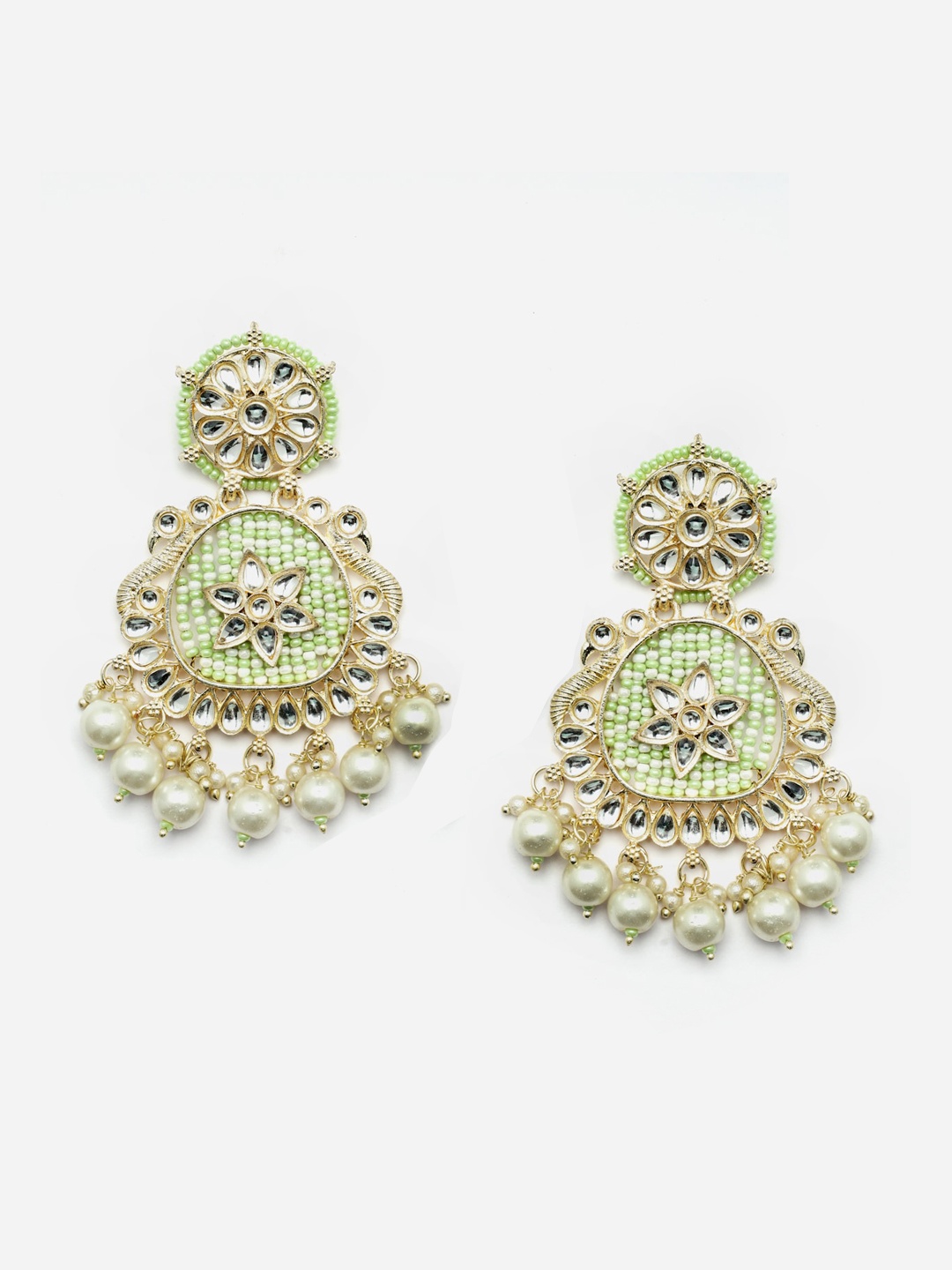 

Anouk Gold-Plated Lime Green Peacock Shaped Chandbalis