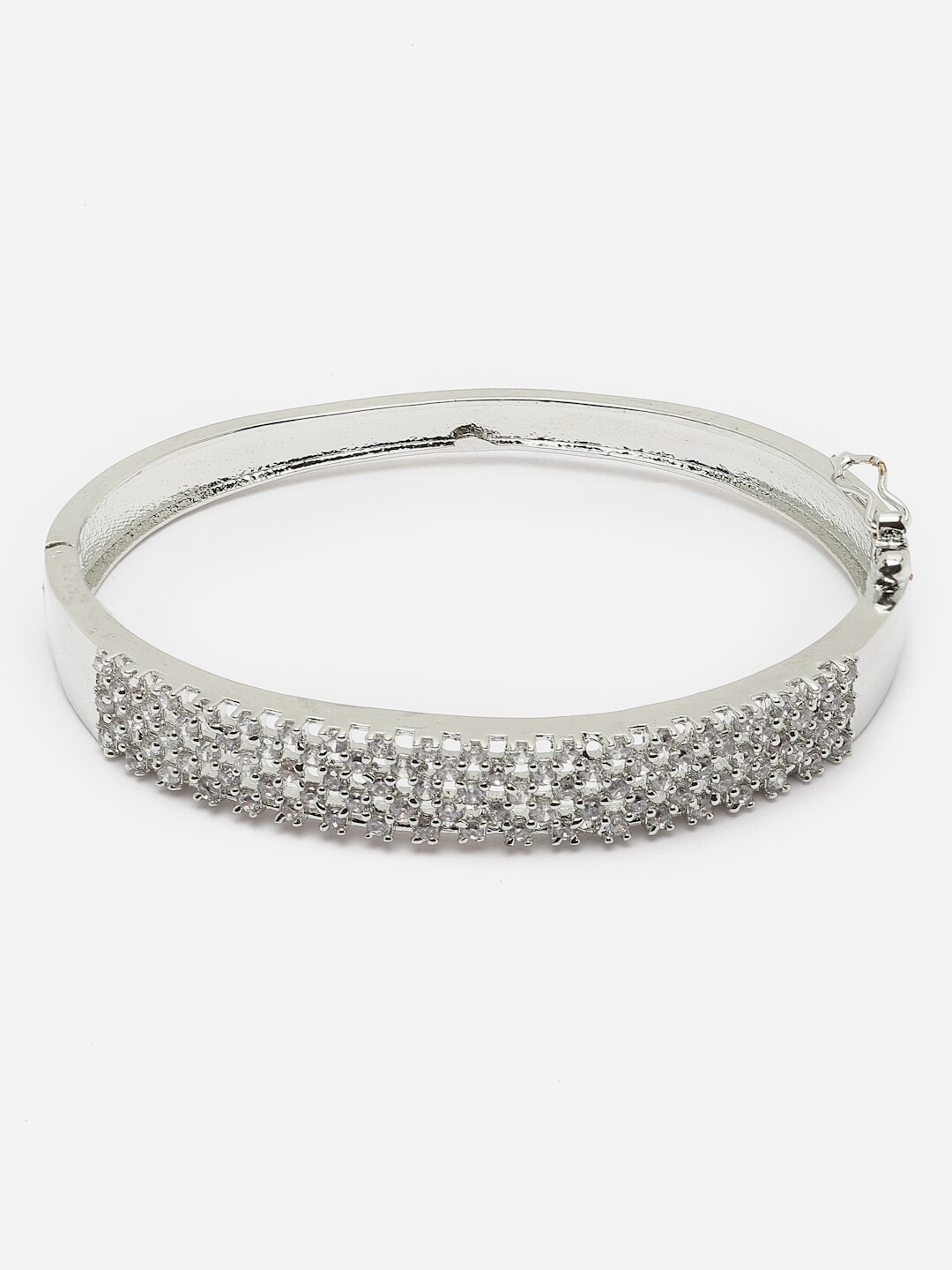 

DressBerry Silver-Toned Rhodium-Plated American Diamond Studded Kada Bracelet