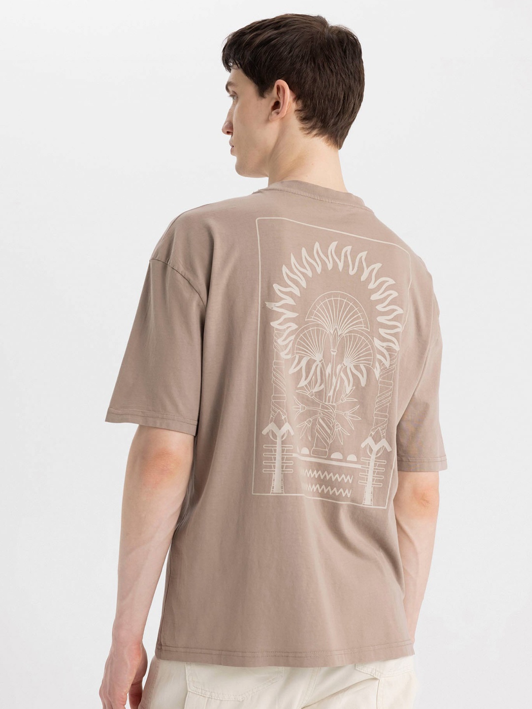 

DeFacto Graphic Printed Pure Cotton T-shirt, Beige
