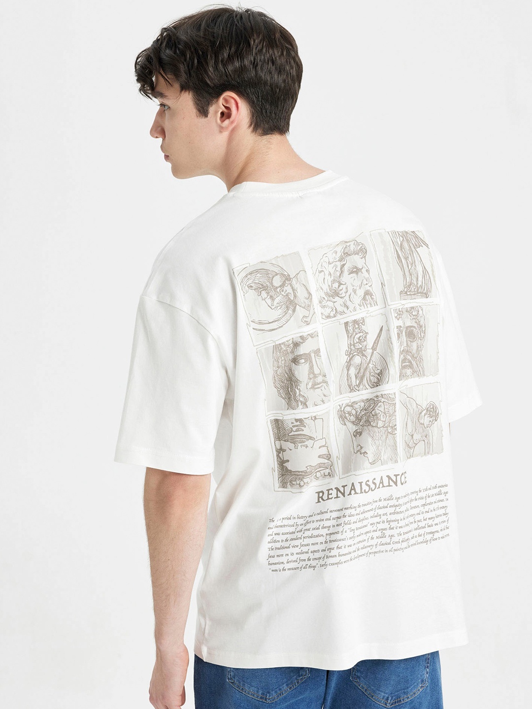 

DeFacto Graphic Printed Pure Cotton T-shirt, White